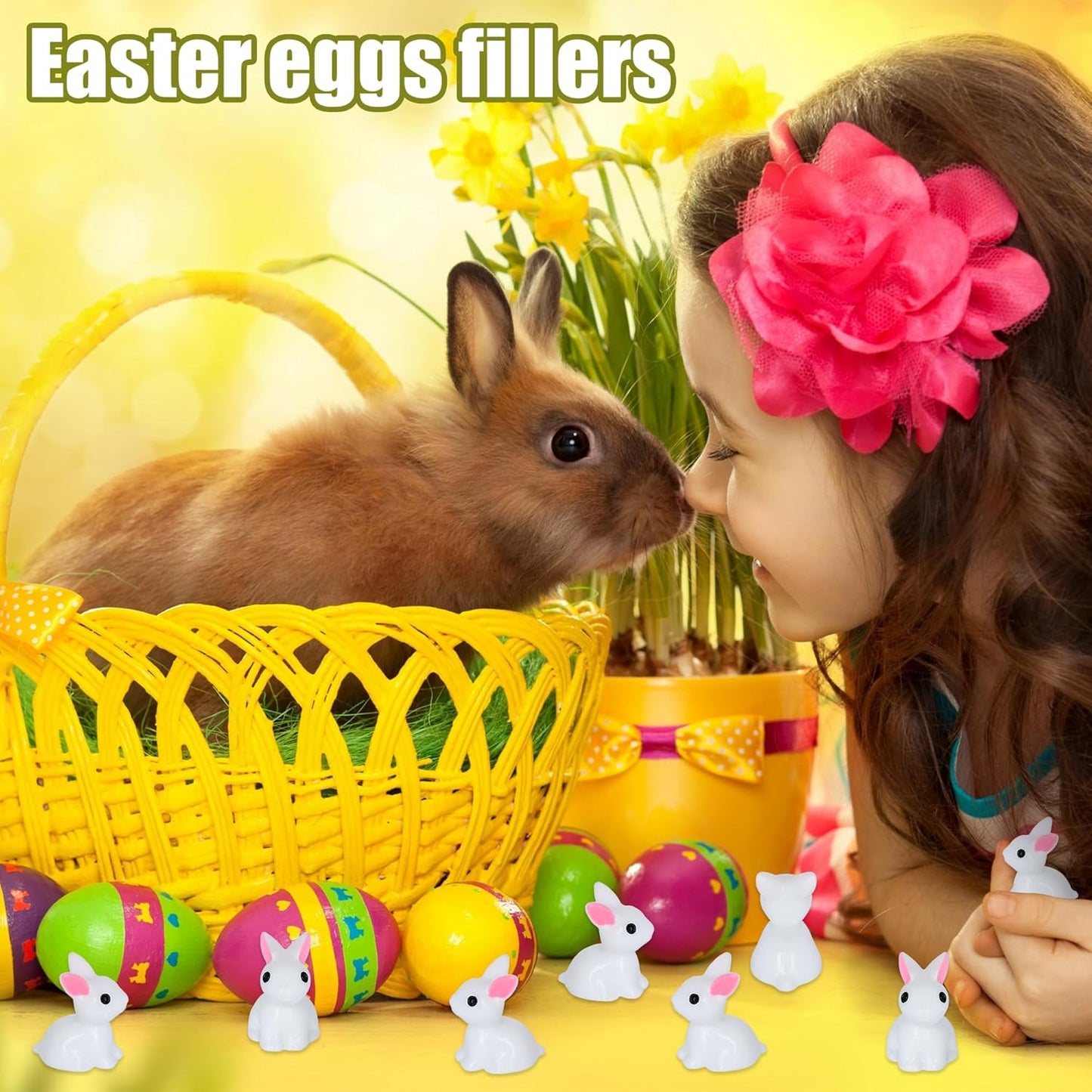 50 PCS Mini Bunny Easter Tiny Plastic Rabbits Miniature Resin Bunny Figurines for Fairy Garden Miniature Moss Landscape Decoration