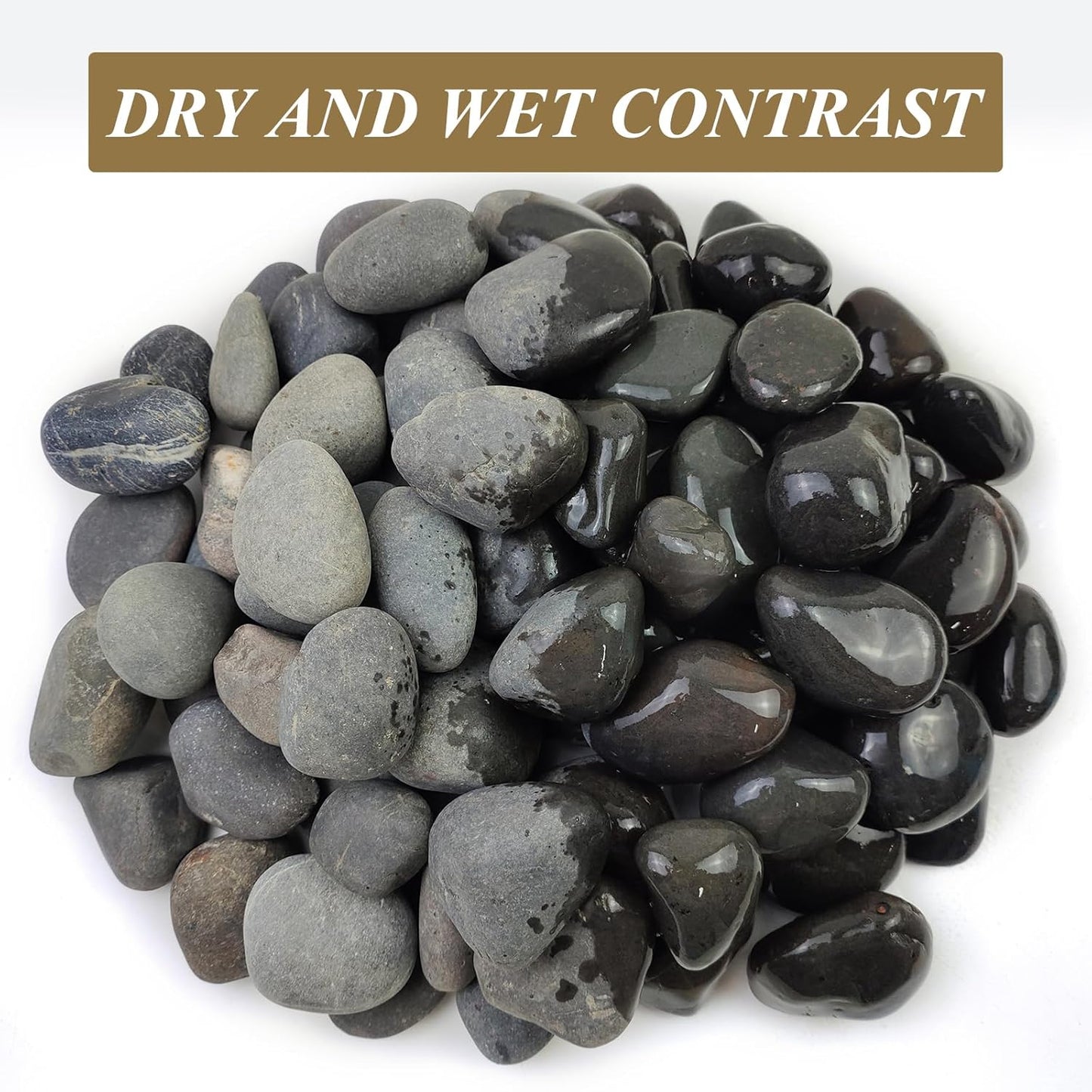 40 lbs Natural Black Rocks Mexican Beach Pebbles, 2-3 Inch Decorative Black River Rocks for Landscaping, Garden, Paving, Fountain, Walkways and Outdoor Decorative Stones
