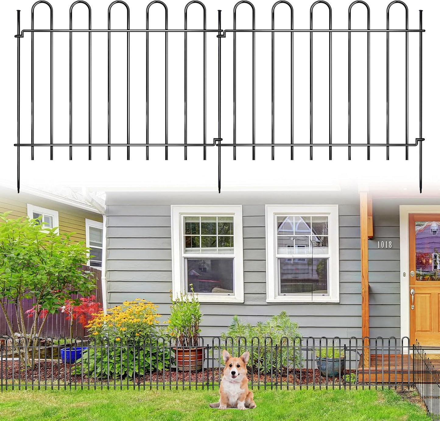 26 Panels Decorative Garden Fence, 37ft X 20in Rustproof Metal Animal Barrier Fence, No Dig Fence Garden Fence, Arched Flower Bed Edging Ornamental Wire Border Fencing for Outdoor Yard, Patio Decor