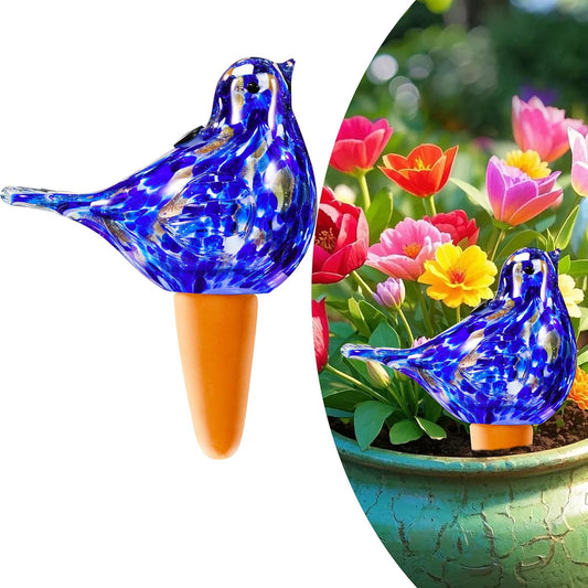 Glass Bird Shaped Plant Watering Ball Glass Automatic Watering Ball Flower Pot Insertion Spike Drip Irrigation Device Watering Ball Irrigation System Plant Enthusiast Gift (Dark Blue)