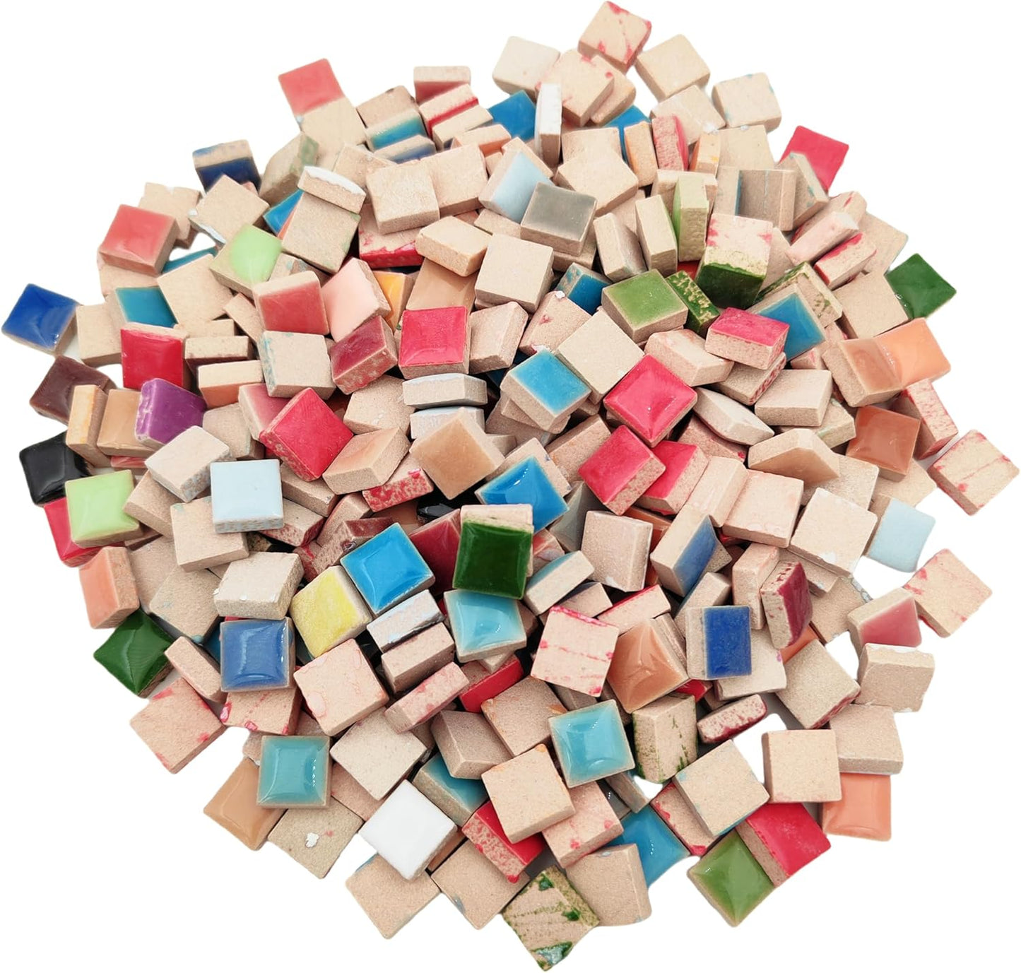 500g/1.1lb Random Color Irregular Ceramics Mosaic Tiles,DIY Making Creative Ceramic Mosaic Tiles for DIY Craft Plates Flowerpots Vases Cups Mosaic Making Supplies (Square(0.47"))
