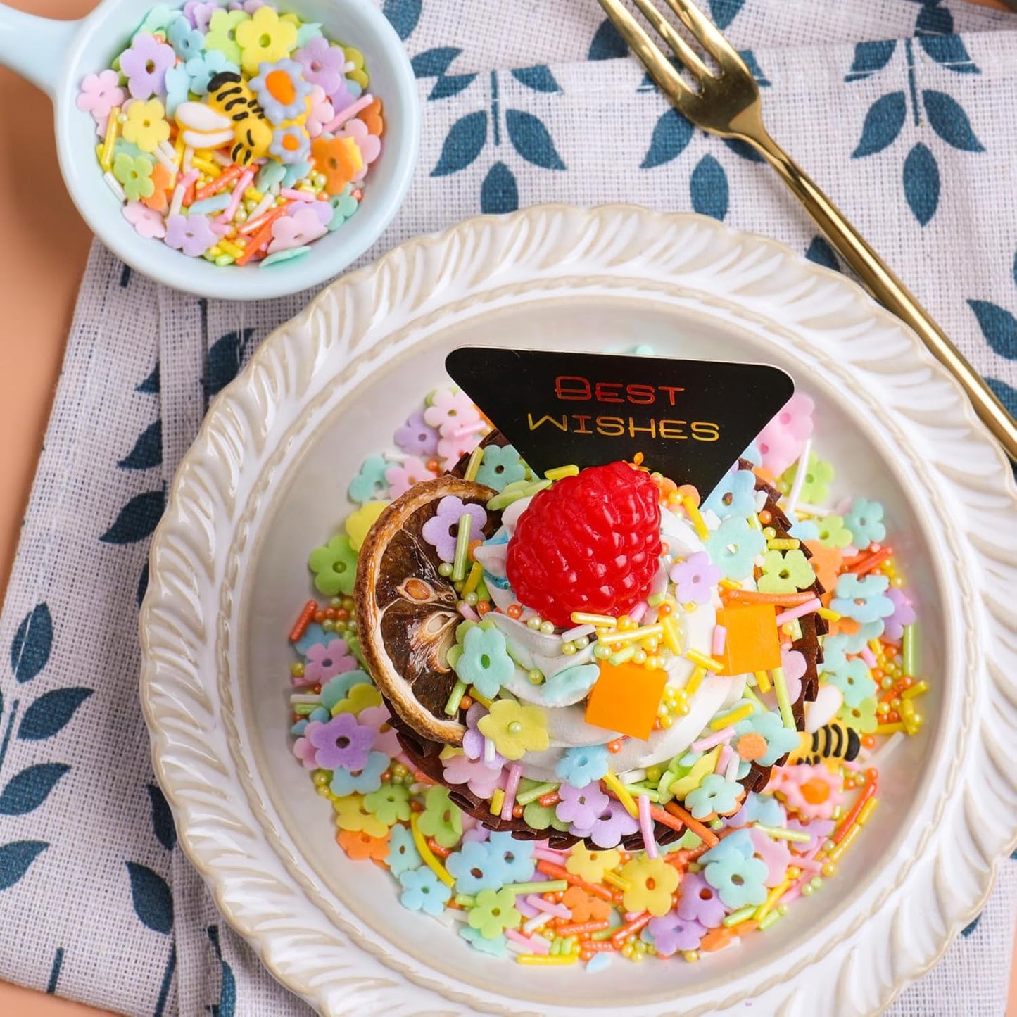 Flower Sprinkles for Cake Decorating, Edible flower and Bee Sugar Mix, Perfect for Cake Decorations, Baking, Ice Cream, Cookies, Cupcake Toppers