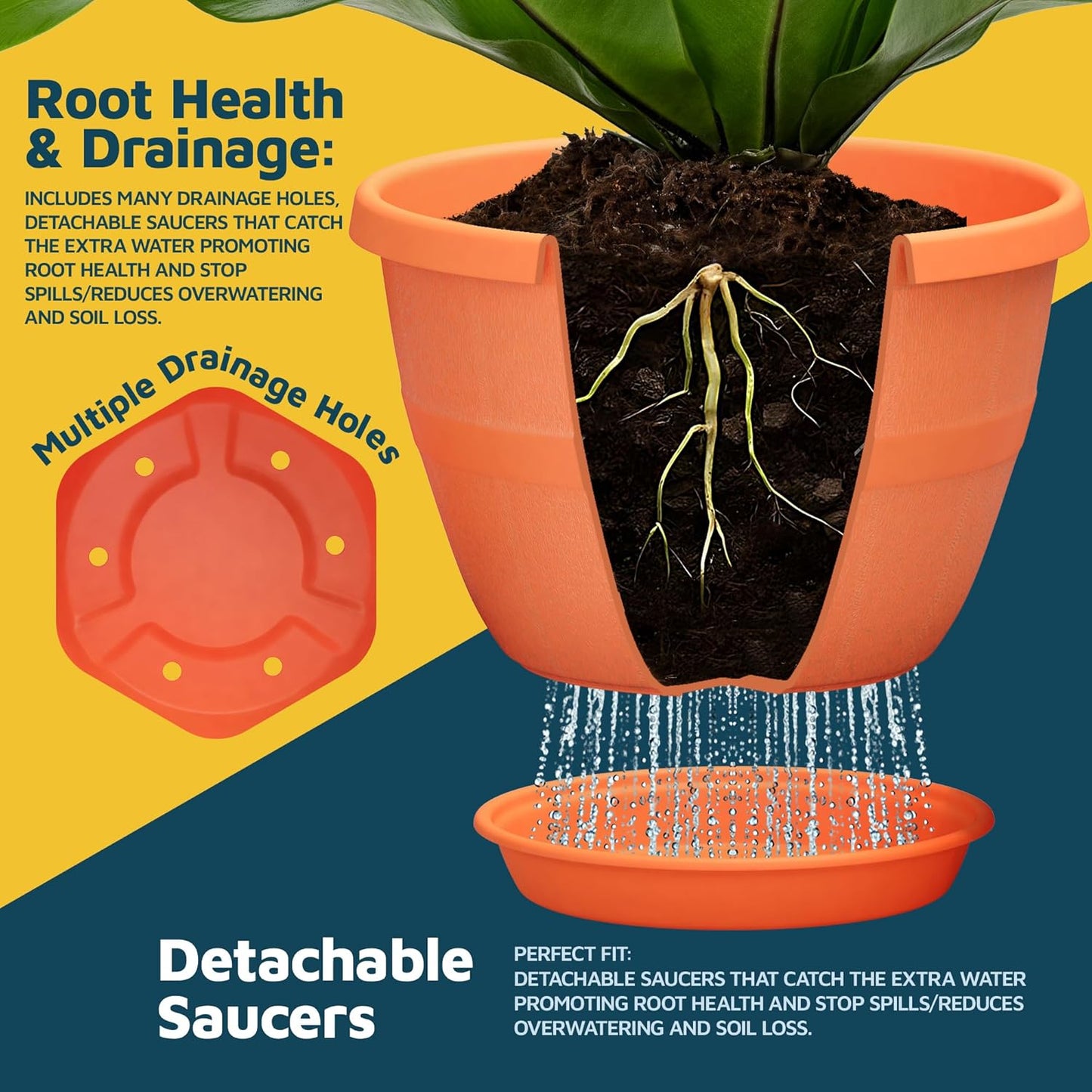 10-Inch Whiskey Barrel Planters Outdoor Pack of 20 - Durable Plastic Plant Pots for Indoor & Outdoor Use with Drainage & Saucer, Lightweight Rustic Barrel Planters for Flowers, Herbs & Small Plants