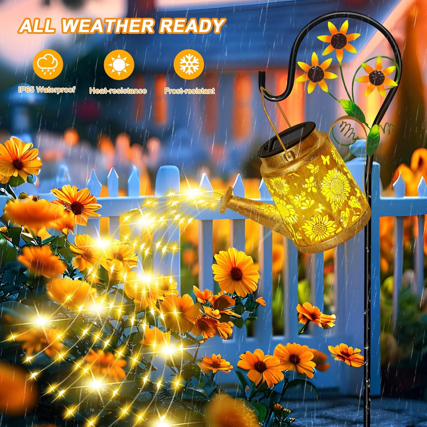 Solar Solar Lanterns Garden Decor Sunflower Lights, Large Hanging Lantern with Shepherd Hook, Waterproof Outdoor Decor for Landscape Pathway Yard, Gifts for Mom Women Mothers Day