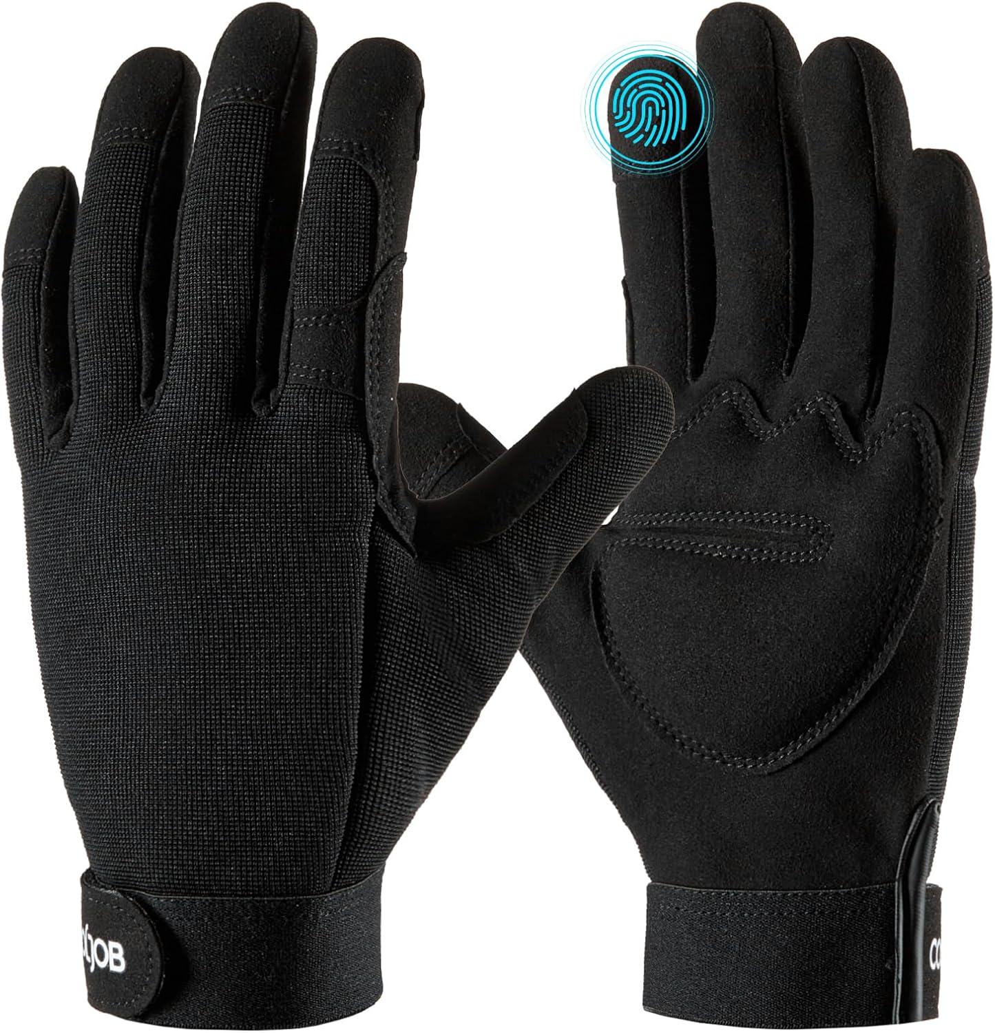 COOLJOB Thorn Proof Garden Gloves with Touchscreen Fingers for Men, Rose Pruning Work Gloves with Palm Cushion for Gardener, Farmer and Landscaper (Black 1 Pair Large)