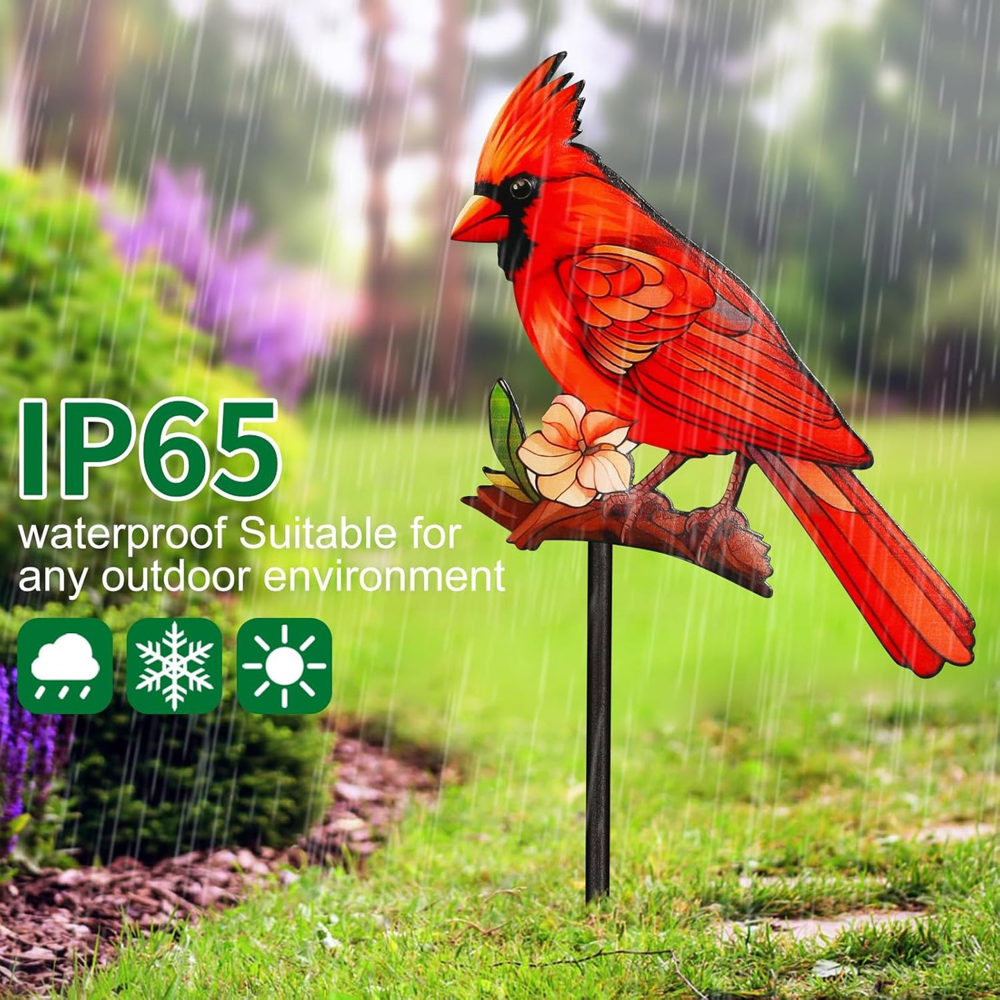 Decorative Garden Stakes with Cardinal Design Metal Yard Decorations for Outside, Patio, Outdoor Decor, Garden, Lawn Ornaments Gifts for Women Mom and Grandma