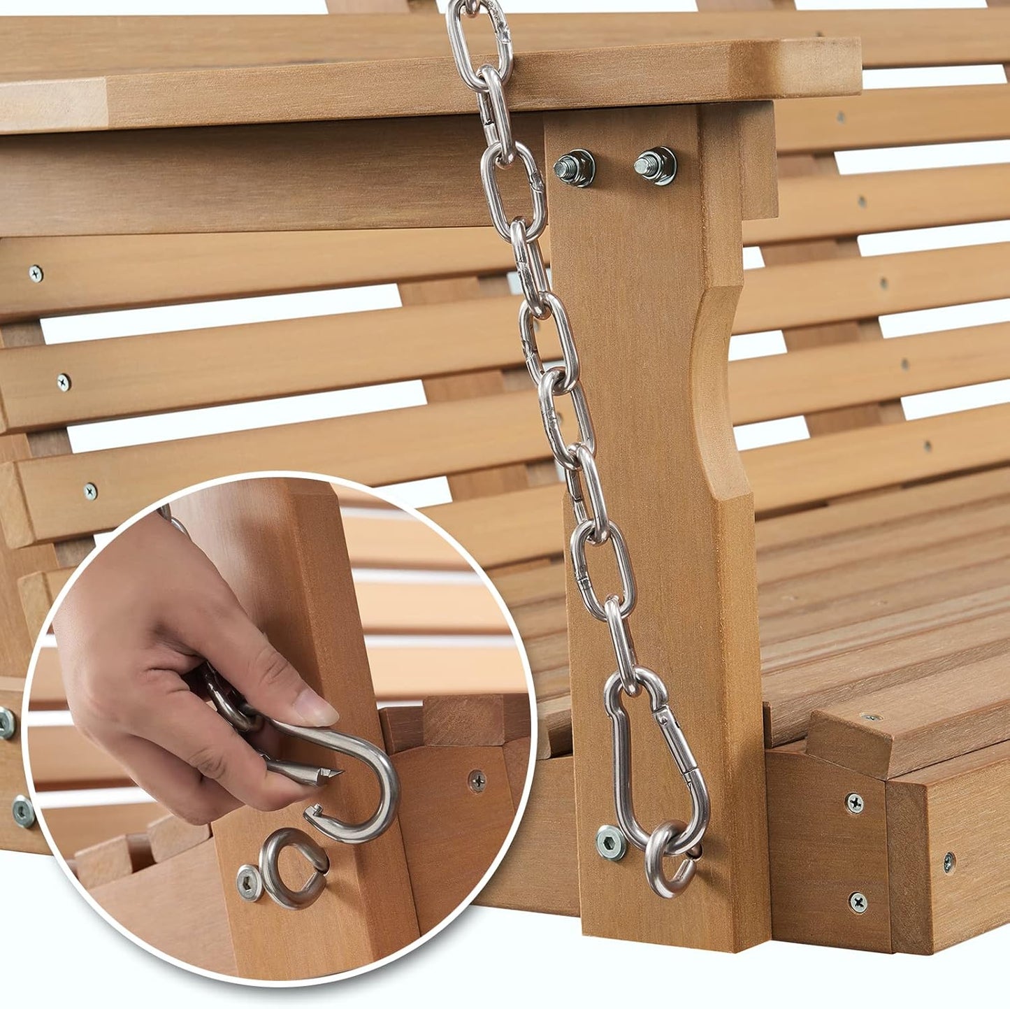 Psilvam Porch Swing, 2-Person Poly Lumber Outdoor Porch Swing, All-Weather Farmhouse Patio Swing That Never Rot and Fade, Suit for Garden, Porch and Park (51" D x 27" W x 23" H)