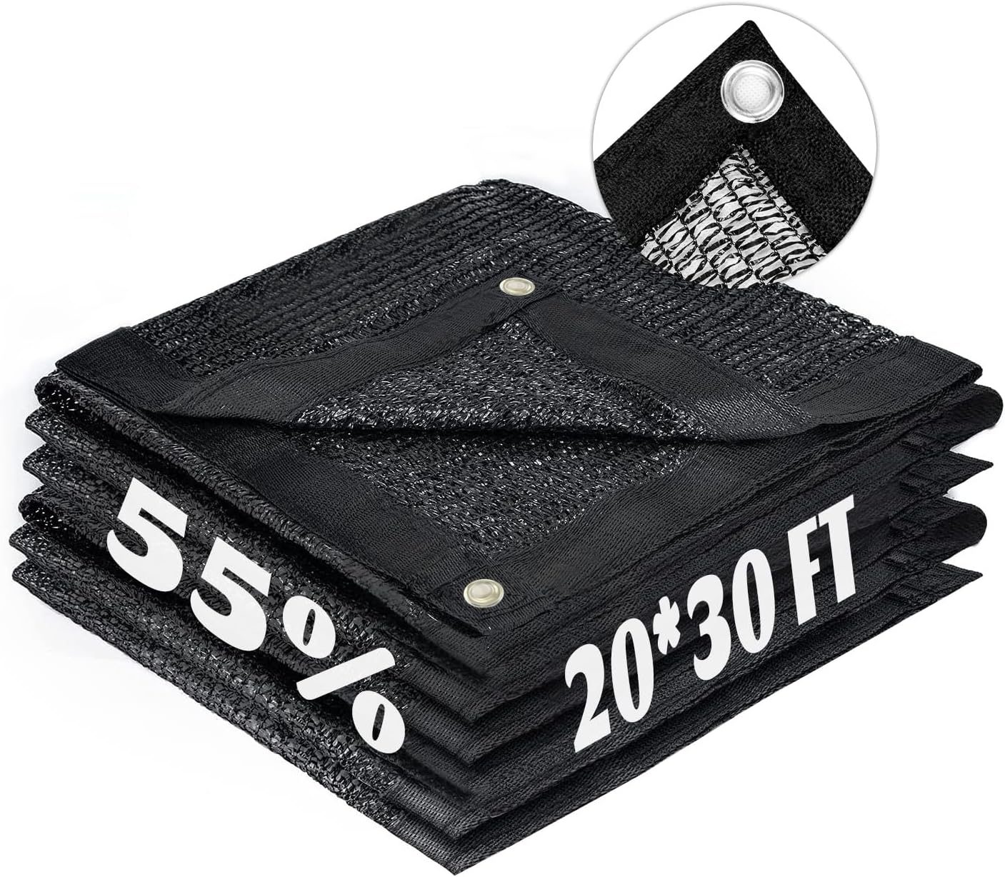 LOVE STORY 20x30FT 55% Black Shade Cloth Sun Shade Net with Grommets Sunblock Net Mesh Tarp for Garden,Plants Cover,Greenhouse and Patio