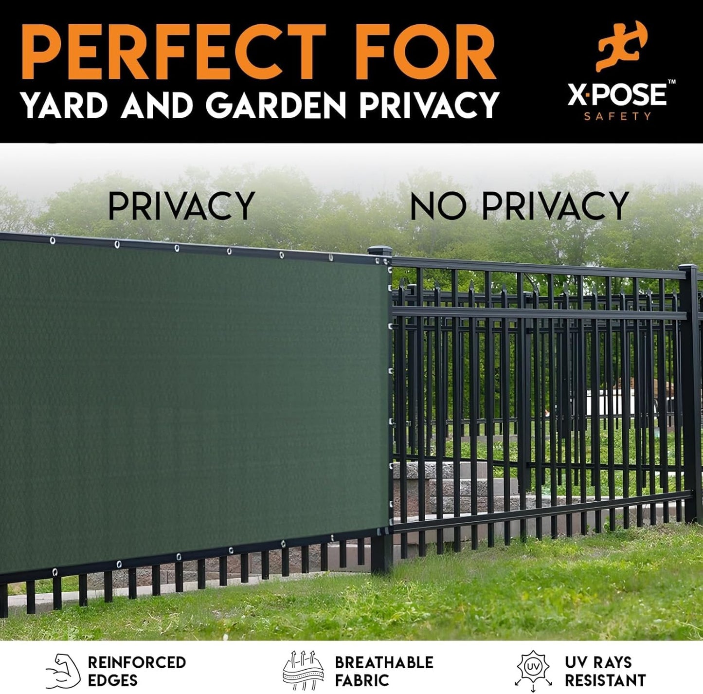 Xpose Safety Privacy Fence Screen 8.5’ x 100’ – Heavy Duty Green Mesh with 90% Visibility Block, UV Protection – for Garden, Yard, Nursery, Kennel, Dog Run, Greenhouse