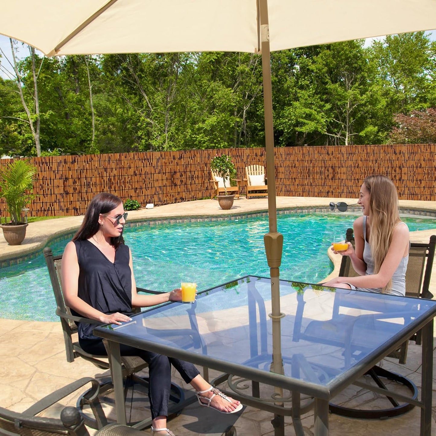 Bamboo Reed Fencing, Light Russet Decorative Bamboo Privacy Fence 5ft High, Reed Curtains for Patio Garden Balcony Outdoor Privacy Screen, 5 x 16 FT (2 Pcs)