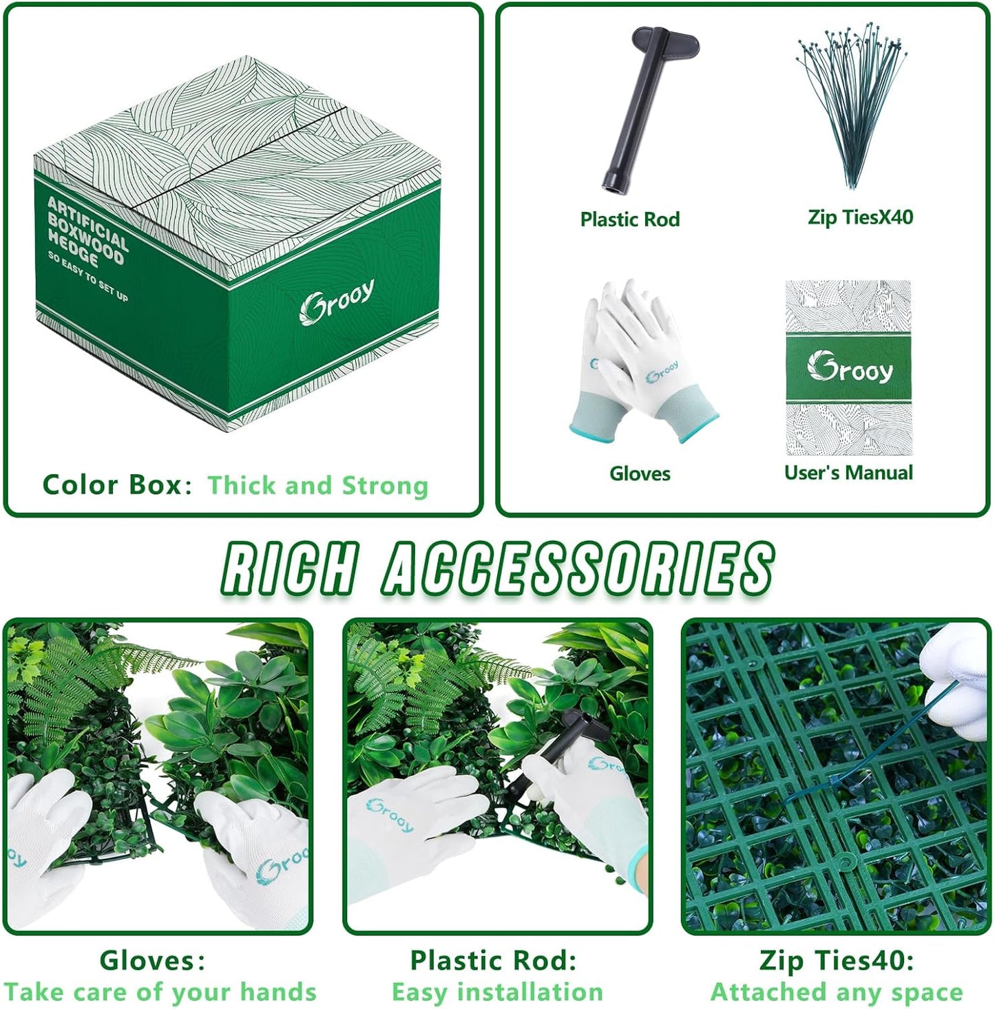 Artificial Boxwood Panels, Grass Wall Panels 20"x20"(6pcs), Privacy Hedge Fence Screen with UV Protection, Fake Greenery Backdrop for Indoor Wedding and Outdoor Garden Backyard