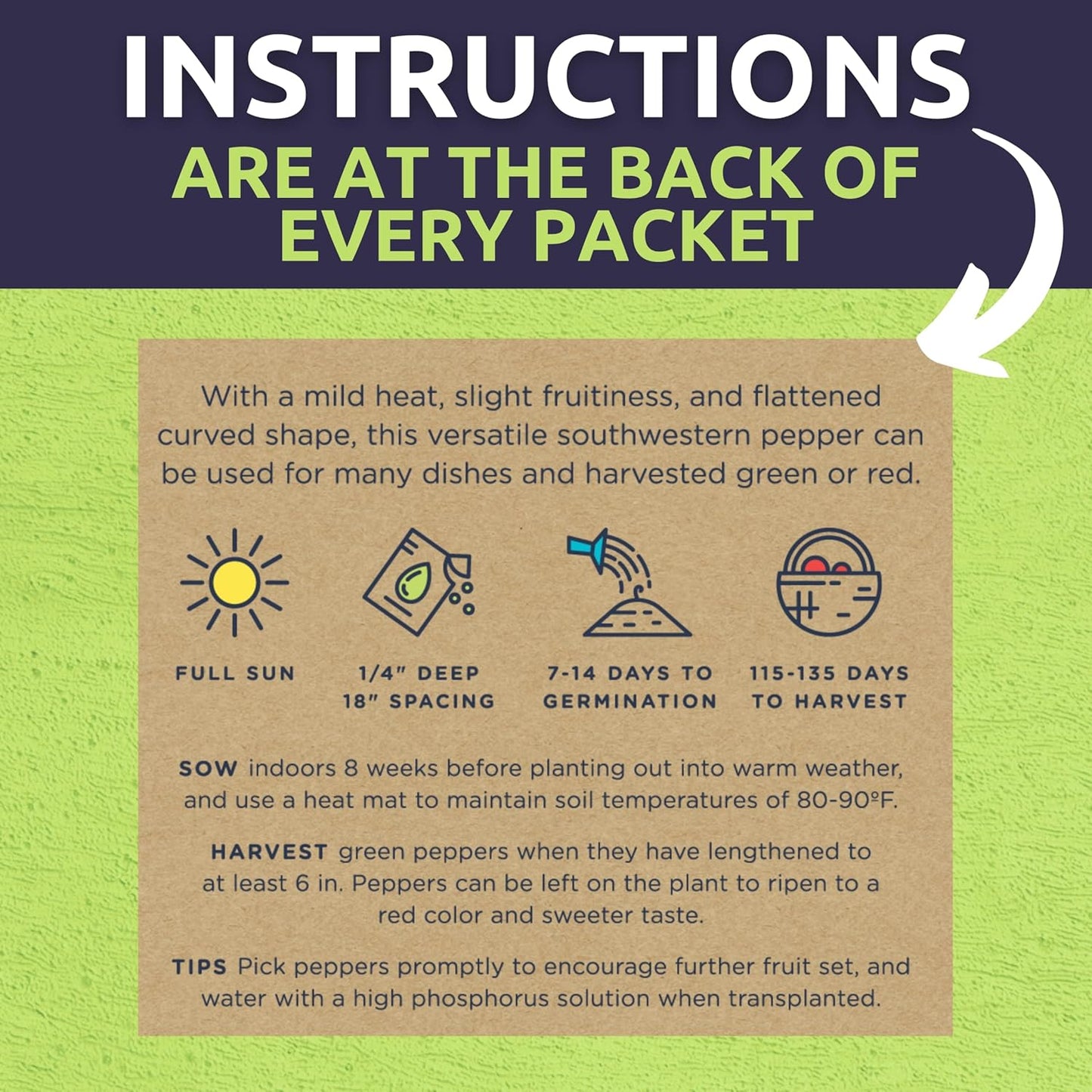 Organic Hot Pepper Seeds Variety Pack - 8 Individual Packs - 2025 Season - Habanero, Jalapeno, Cayenne, Anaheim and More! for Indoor & Outdoor Planting (Non-GMO, Certified Organic)