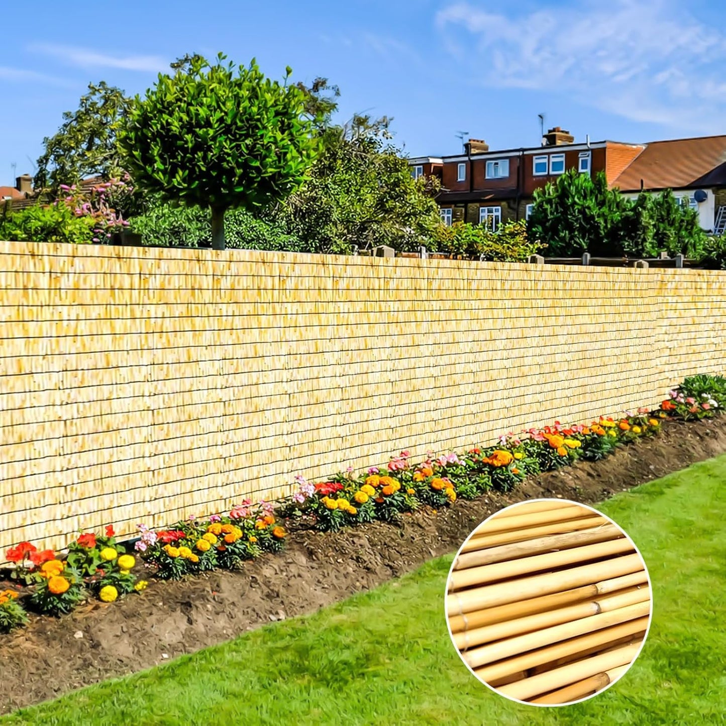 Bamboo Reed Fencing, Natural Bamboo Screens Outdoor for Patio, Decorative Balcony Privacy Screen Reed Fence Rolls Curtains for Garden Backyard, 3 x 10 FT