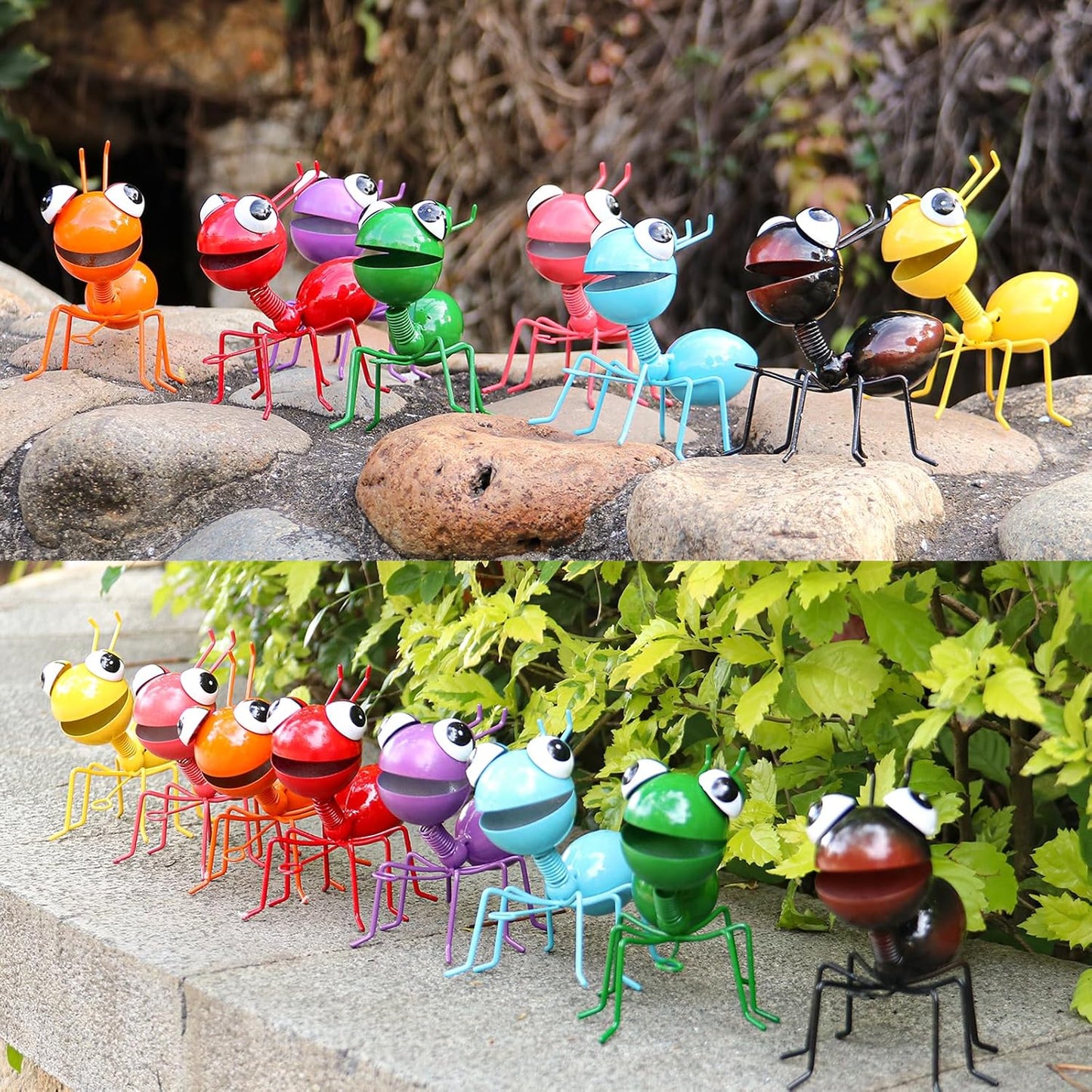 Metal Yard Art Garden Decor for Outside Cute Ants Yard Decorations Outdoor Lawn Ornaments Backyard Gifts for Mom - Set of 8
