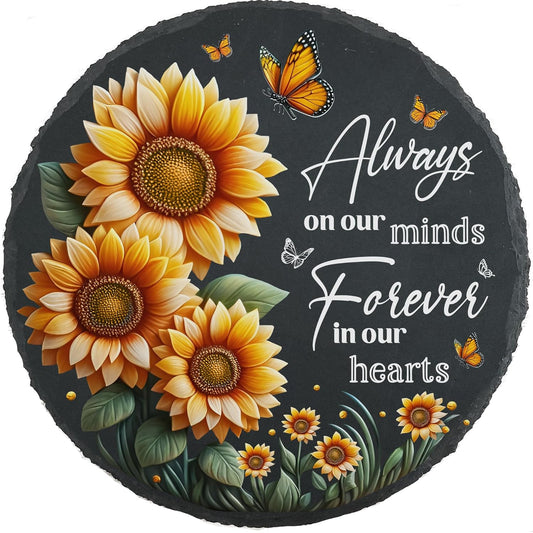 Memorial Stones Garden Decor Sunflower Sympathy for Loss of Loved One Decorations for Grave Memorial Plaque in Loving Memory Slate Stepping Stone TNA32