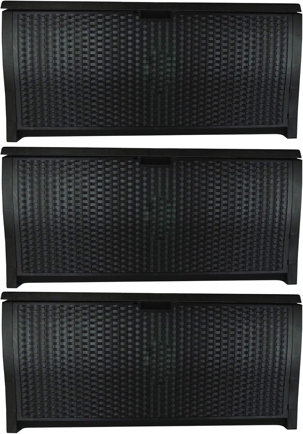 Suncast 99 Gallon Deck Garden Garage Home Wicker Resin Pool Box, Mocha (3 Pack)