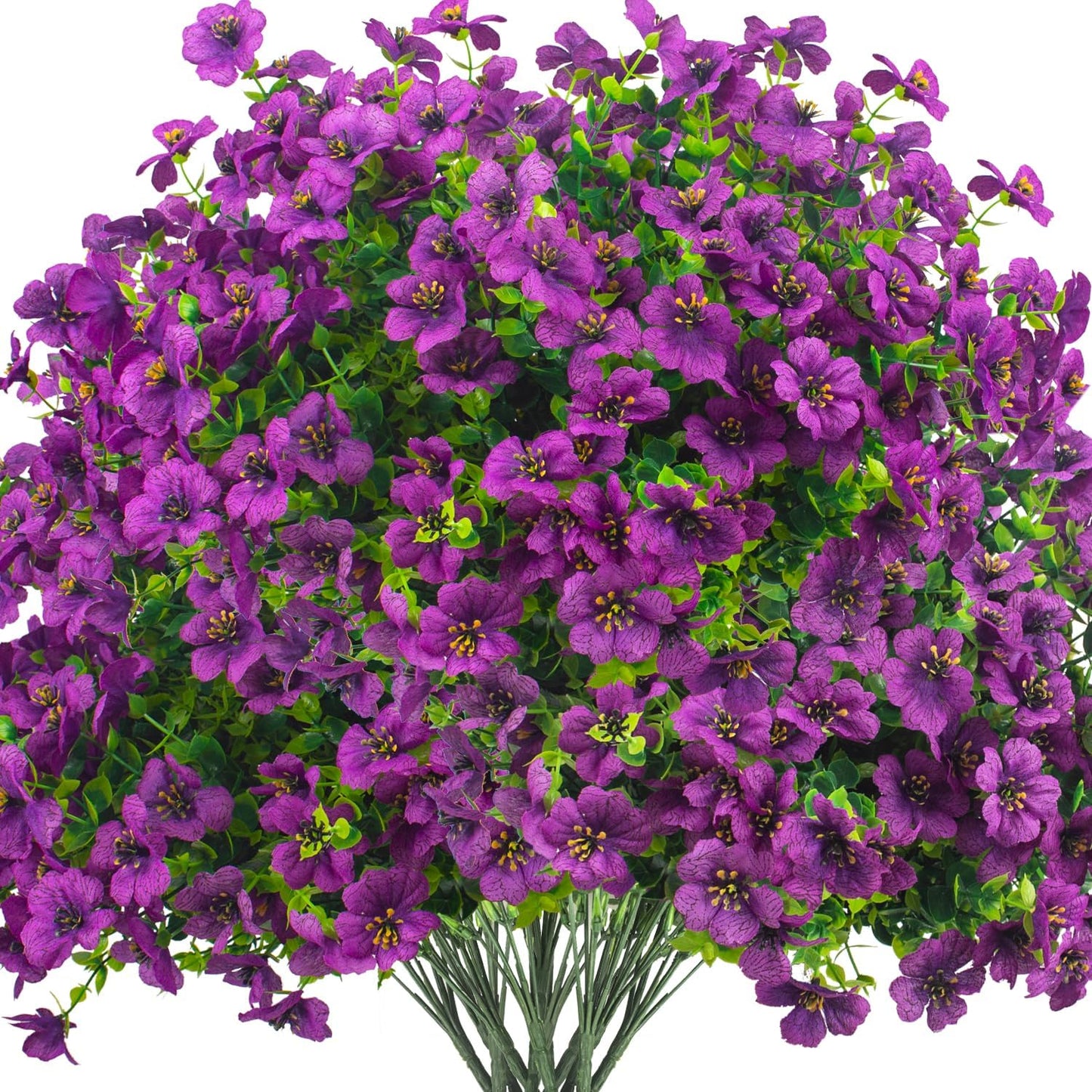 Artificial Fake Flowers for Outdoor Spring Decoration, 16 Bundles Faux Silk Colorful Daisy UV Resistant Realistic for Outside Porch Patio Home Yard Garden Planters Pots Window Box (Purple)