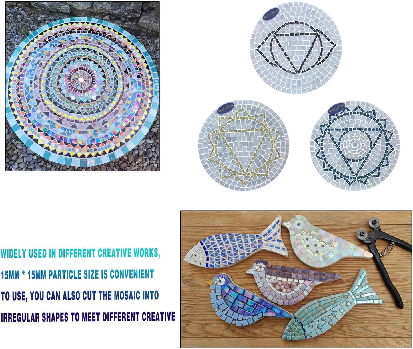 SMEIINIK 1.1lb Bulk Single Iridescent Color Mosaic Tiles for Crafts, Glass Mosaic Pieces for Mosaic Puzzles, Stained Glass Tiles for Mosaic DIY, Mosaic Making Supplies(AJ77-29)