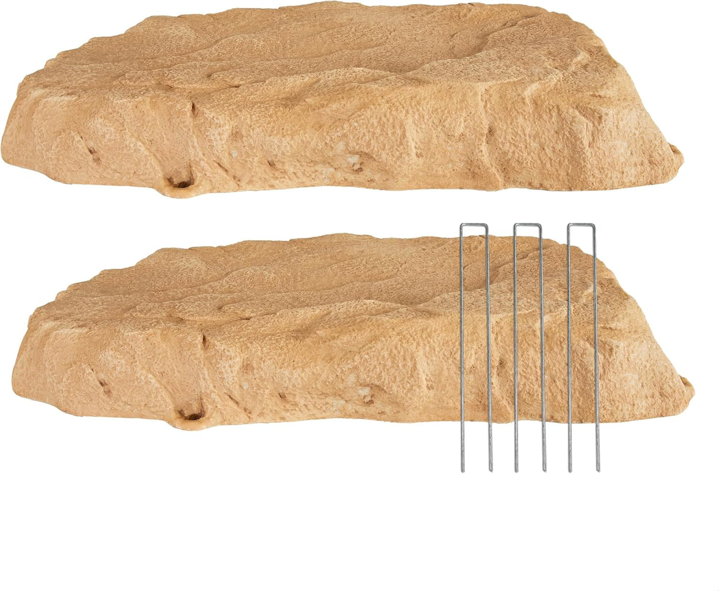 Sunnydaze 3.5” H Polyresin Faux Landscape Rock Cover - Lightweight Fake Rock Well Pump Cover for Outside - Sand - 2-Pack