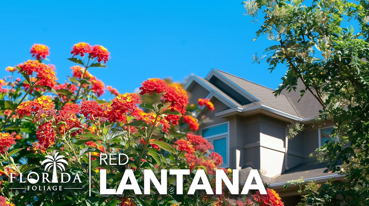 Lantana Dallas Red | 10 Live Plants | Lantana Camara | Flowering Perennial | Garden Colorful Bloom | Hardy Outdoor Decor | Vibrant Red Flowers