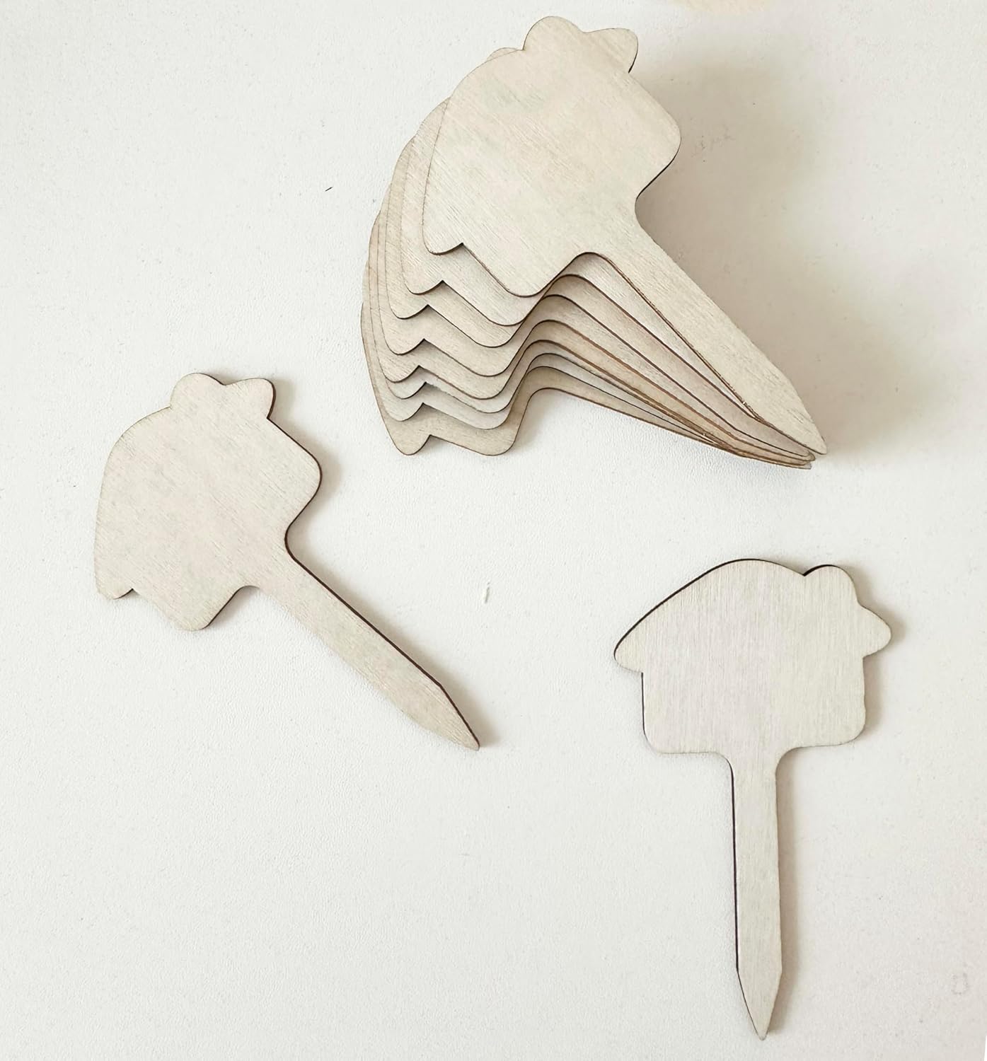 100 Pcs Wood Plant Labels, Natural Wooden Plant Marker Garden Sign Tags, T-Type Garden Markers for Succulents, Herbs, Seedlings, Potted, Flowers, Vegetables (House)