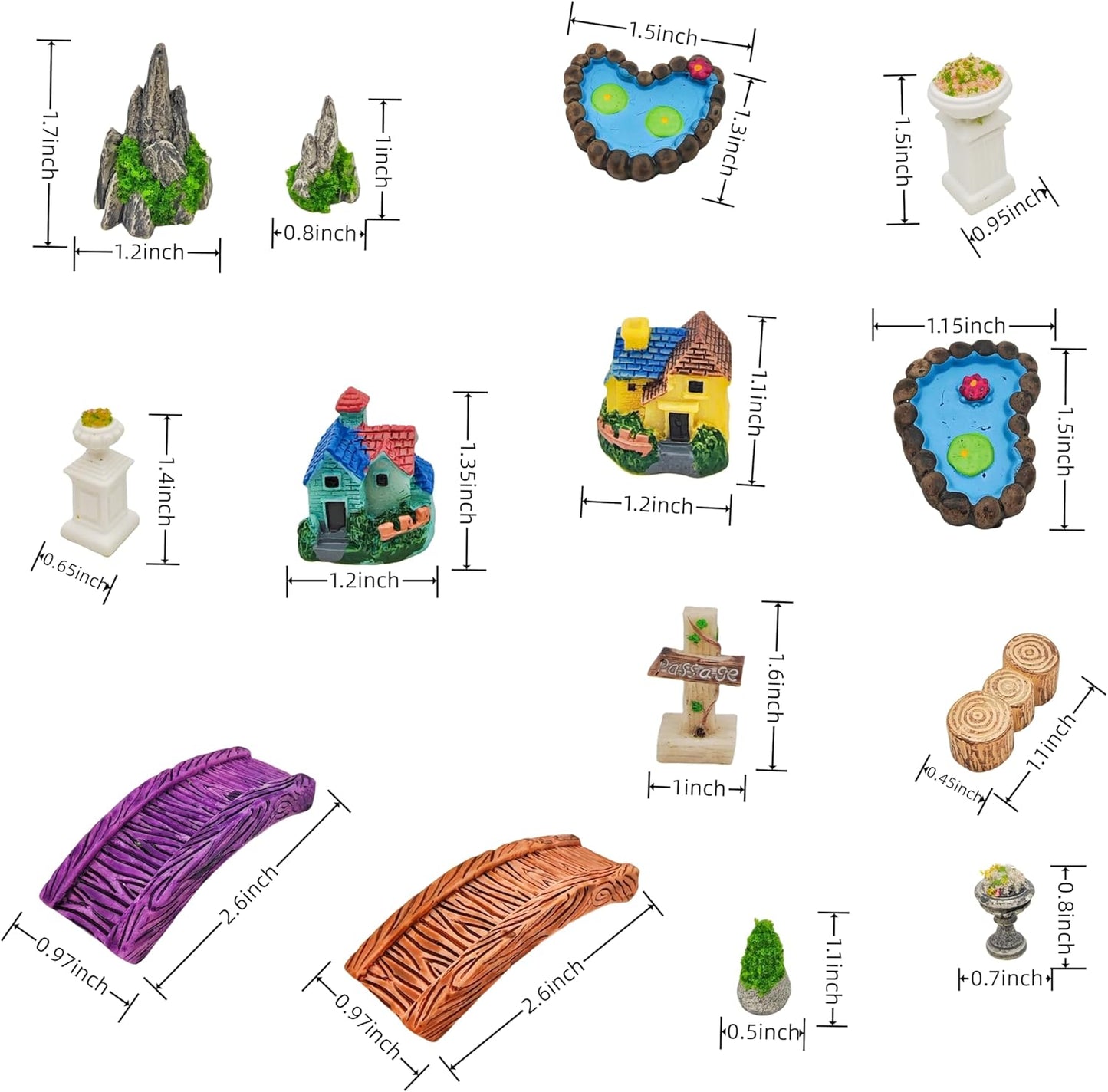 Miniature Garden Accessories - 14PCS Micro Landscape Ornaments with Pond, Lighthouse, Bridge,Realistic Resin Decor for DIY Crafts, Gift for Plant & Home Decor Lovers (European Pastoral Style)