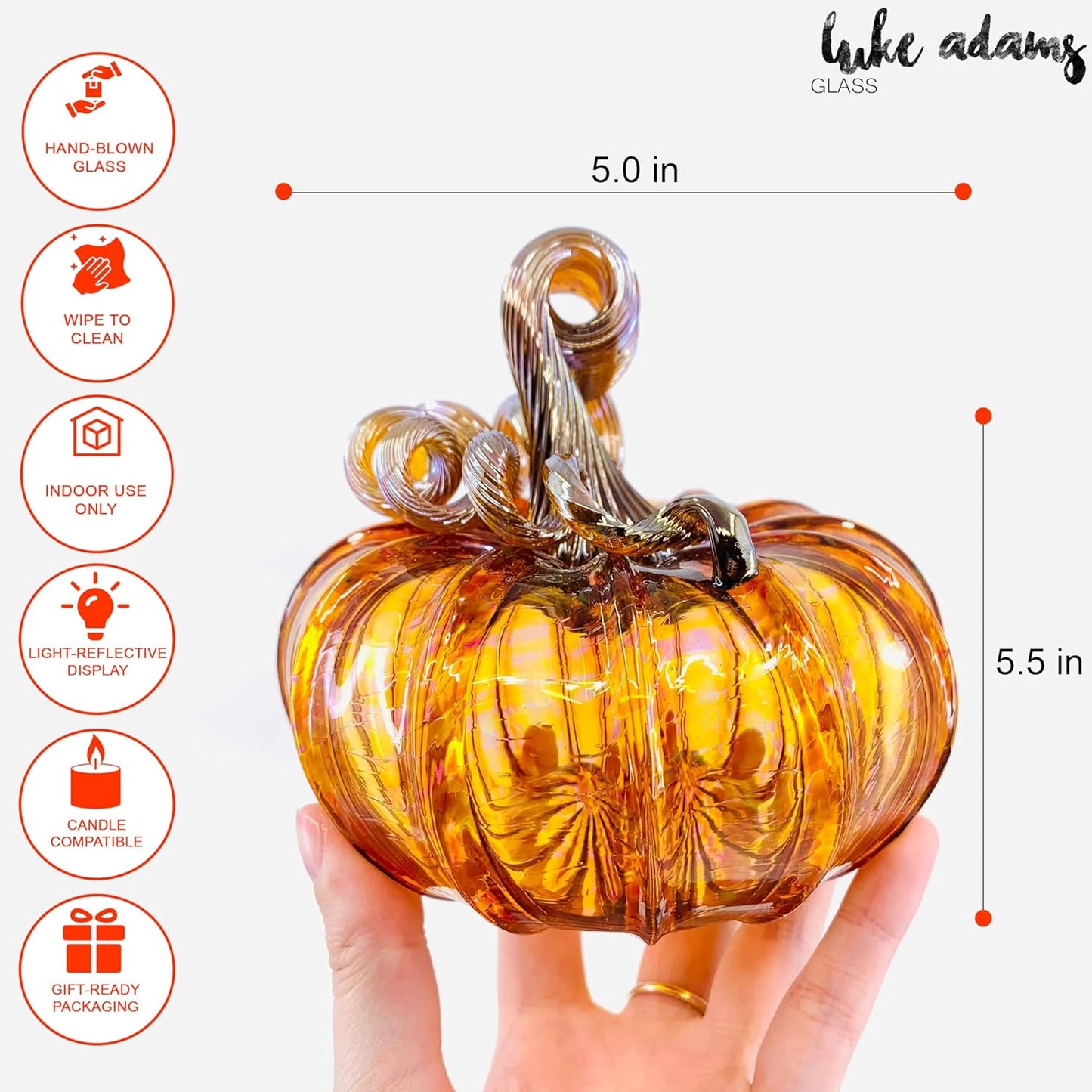 Luke Adams Glass | Handmade Glass Pumpkins | Handmade Table Top Home Decor (Squat, Harvest)