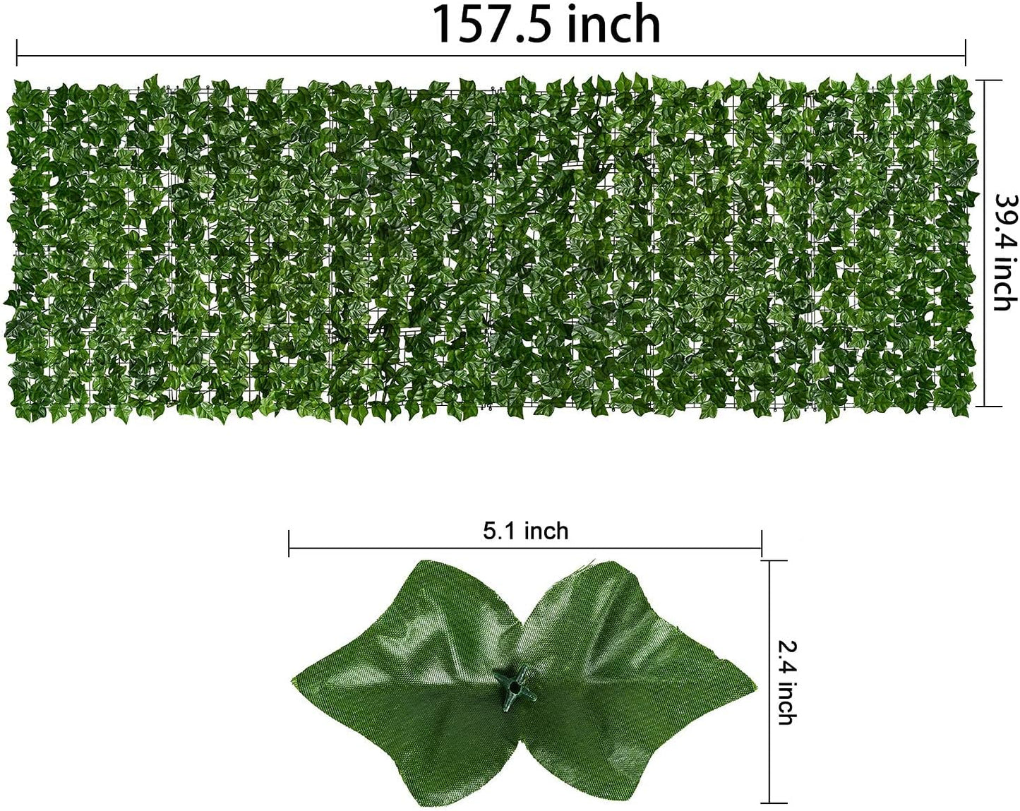 DearHouse Artificial Ivy Privacy Fence, 157.5x39in Artificial Hedges Fence and Faux Ivy Vine Leaf Decoration for Outdoor Decor, Garden Decor