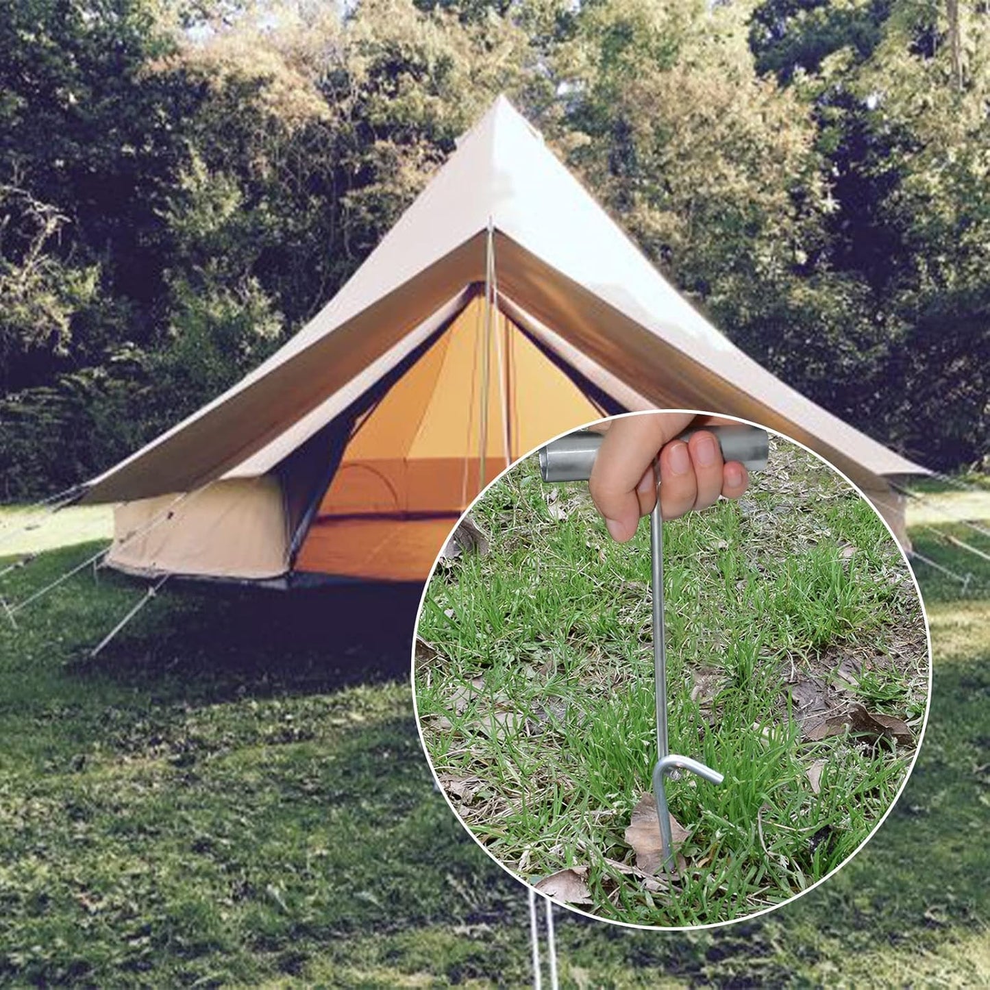 AAGUT Tent Stakes, Tent Stake Metal Garden Edging Fence Hooks Yard Camping Stake Heavy Duty Galvanized 9 Inch (9 Inch Tent Stakes KIT, 50)