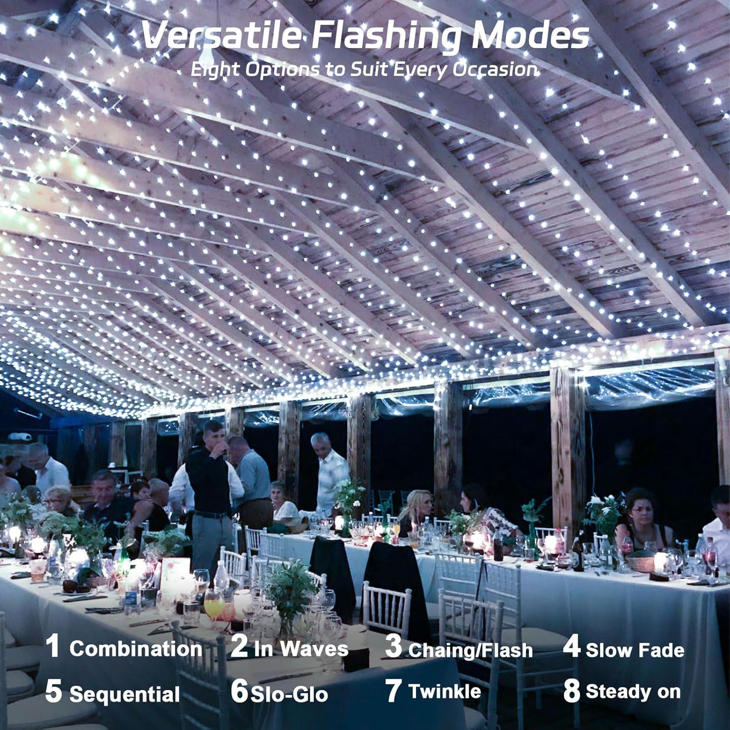 Solar Fairy Lights Outdoor Waterproof,16.4ft 50LED Solar String Lights for Outside 8 Modes 2 Packs for Patio Backyard Garden Wedding Deorations Cool White