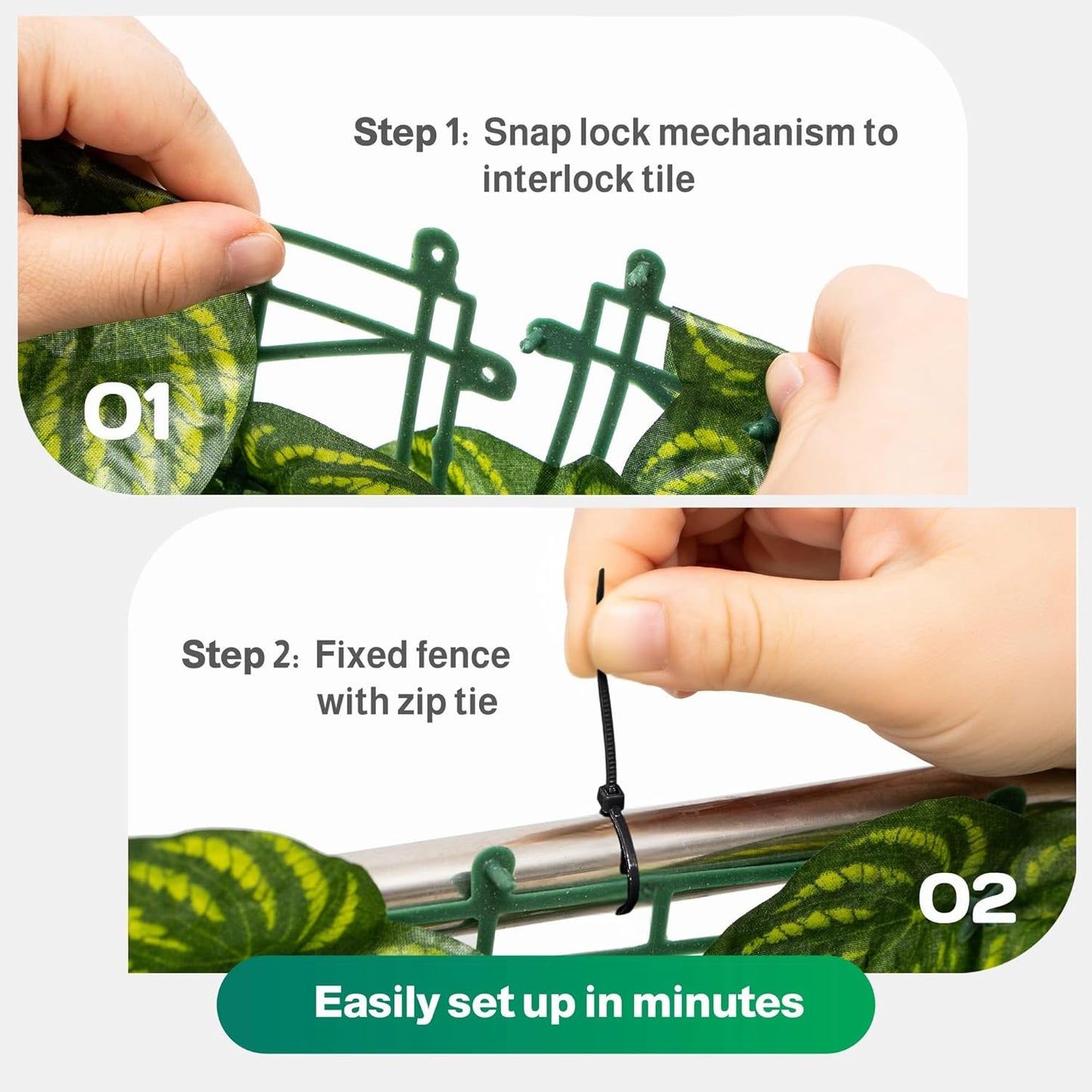 Jinwu Artificial Ivy Privacy Fence Screen (2 Rolls, Total 69x98.4 inch), Expandable Faux Privacy Fence with 80 pcs Zip Ties, Decoration for Outdoor Garden, Printed Watermelon Leaf