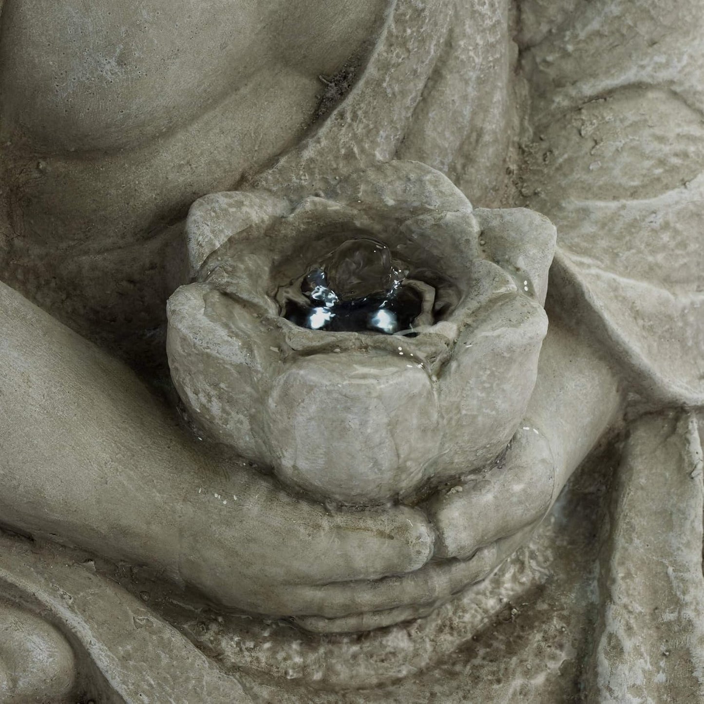 Sitting Buddha 22" High Small Zen Asian Indoor Outdoor Decor Faux Stone Tabletop Fountain with Light LED Water Feature for Outside Garden Patio Yard Desk Backyard Porch Deck - John Timberland