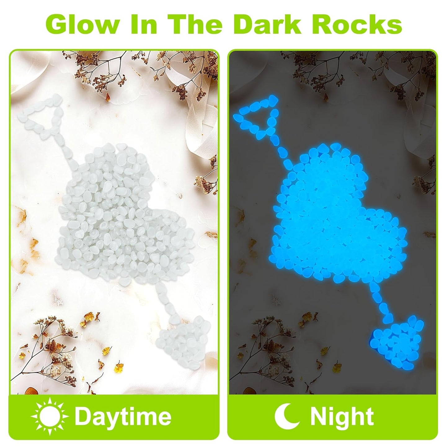 800pcs 5-8mm White Glow in The Dark Garden Pebbles Stones 5-8mm Luminous Stones Glow in The Dark Rocks Outdoor Glow Pebbles Aquarium Rocks for Garden Path Walkway Yard Fish Tank Plant Pots