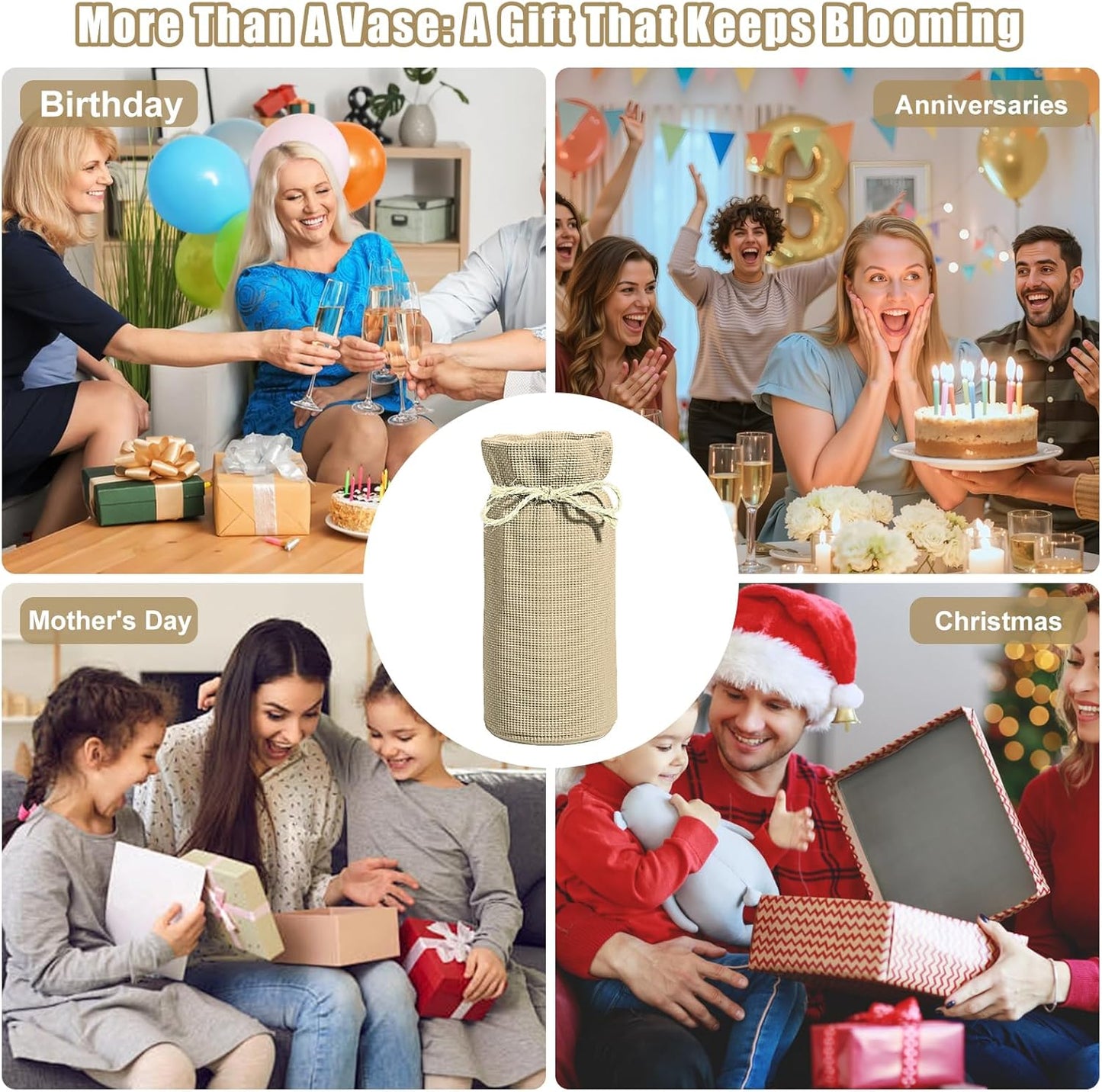 Fall Decor Vase for Flowers Fall Centerpieces for Tables Vases Home Decor Vintage Flower Vase Dining Table Centerpiece Decor(White)