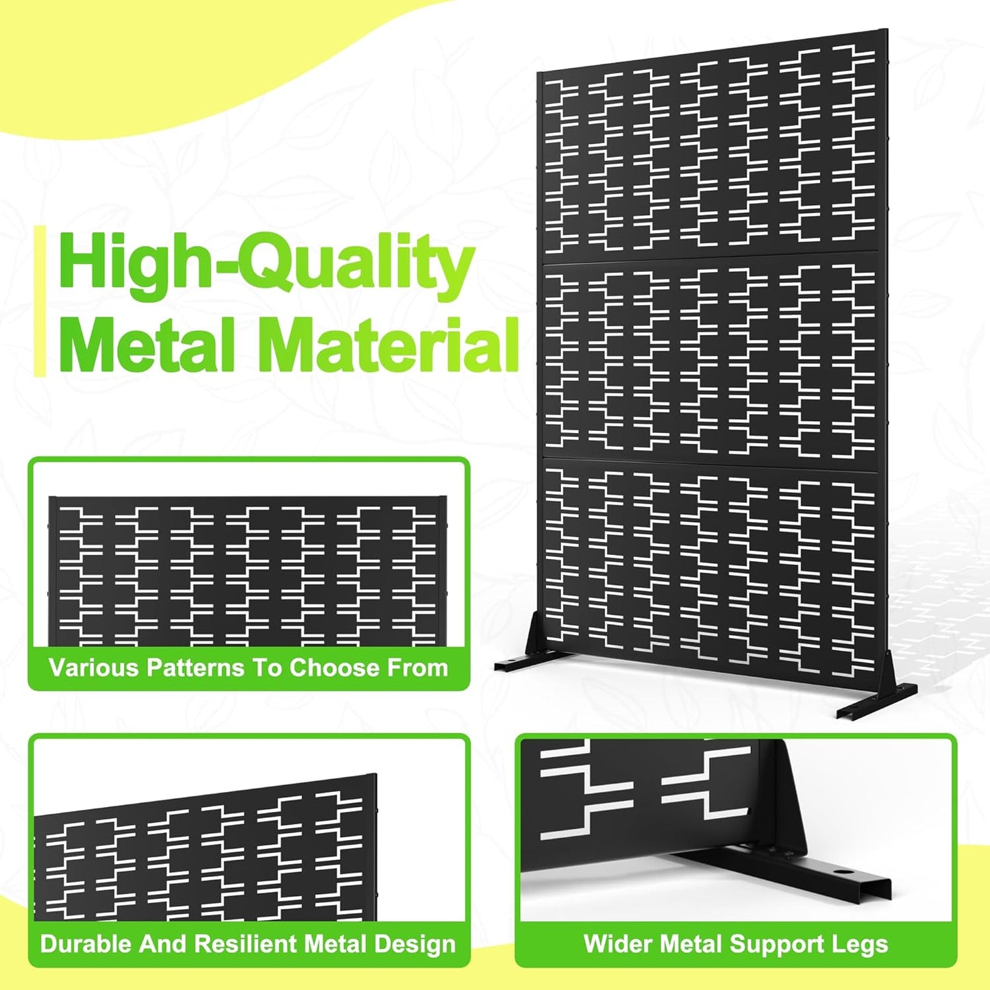 Outdoor Privacy Screen,72" H×47" W Metal Privacy Screen, Freestanding Privacy Fence Panels for Patio