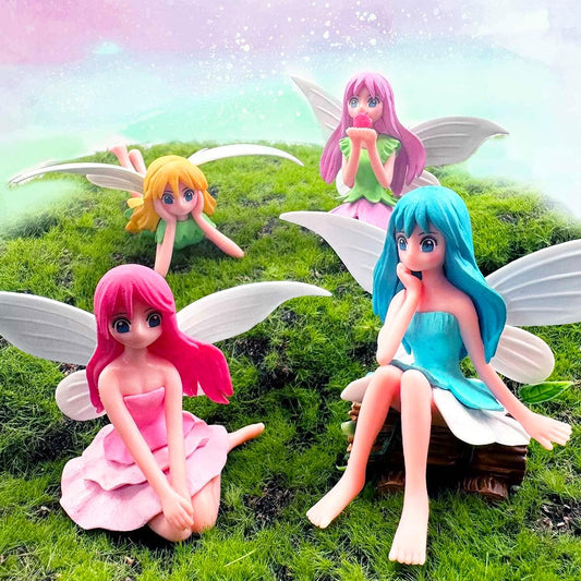 Miniature Fairy Figurines - 4Pcs Small Flower Fairies Ornaments Resin Mini Fairy Figurines Tiny Elf for DIY Fairy Garden Flower Pot Bonsai Micro Landscapes Craft Decoration Accessories (purple)