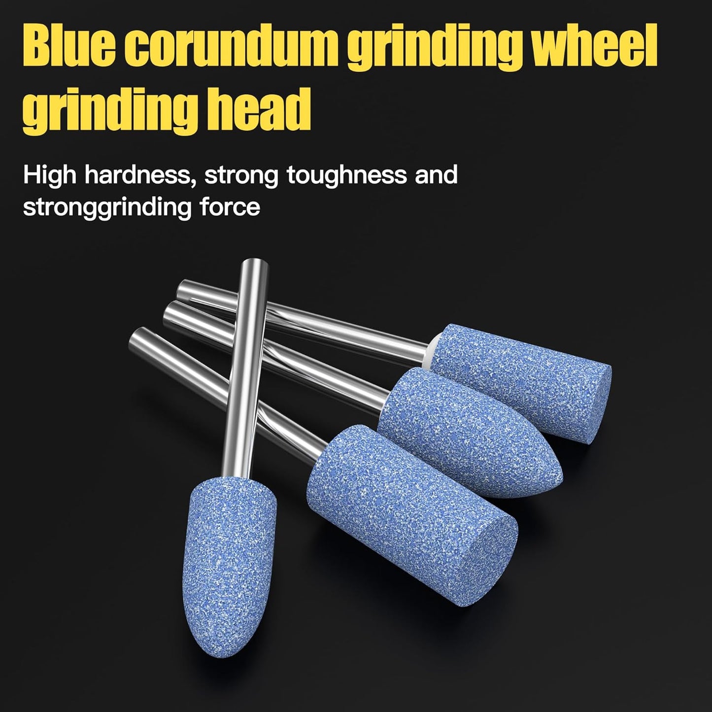 HUHAO 14Pcs Rotary Grinding Stone- 3mm Shank Assorted Shape Abrasive Stone Mounted Grinding Point Sharpening Bits for Rotary Tool Drill, Grinding, Polishing