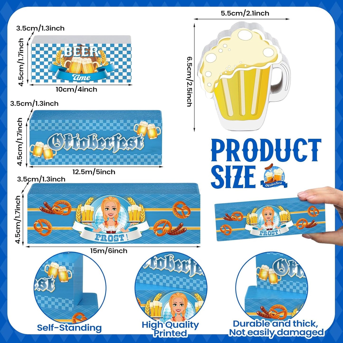 Yalikop 4 Pcs Oktoberfest Table Decorations Wooden Oktoberfest Tiered Tray Decorations October Festival Wooden Block Centerpieces for Tables for Home Shelf