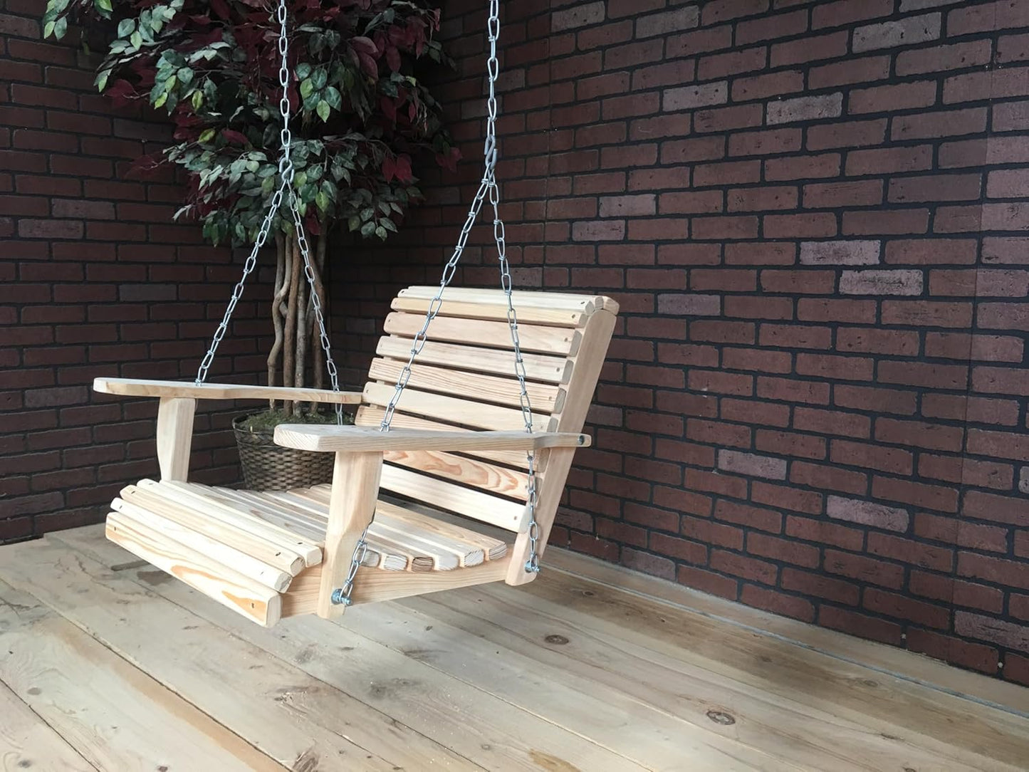2FT Cypress Roll Porch Swing Made in USA with Hanging Hardware and Cup Holders