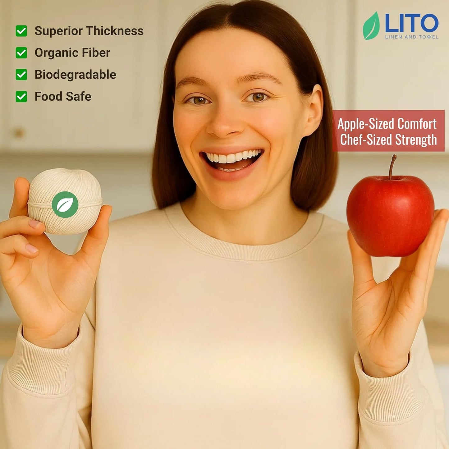 Organic Butcher’s Twine for Cooking & Trussing – 2mm Heavy-Duty Natural Cotton Kitchen Twine 200 Feet – Food-Safe, Oven-Safe String for Meat, Turkey, Baking, & Crafts