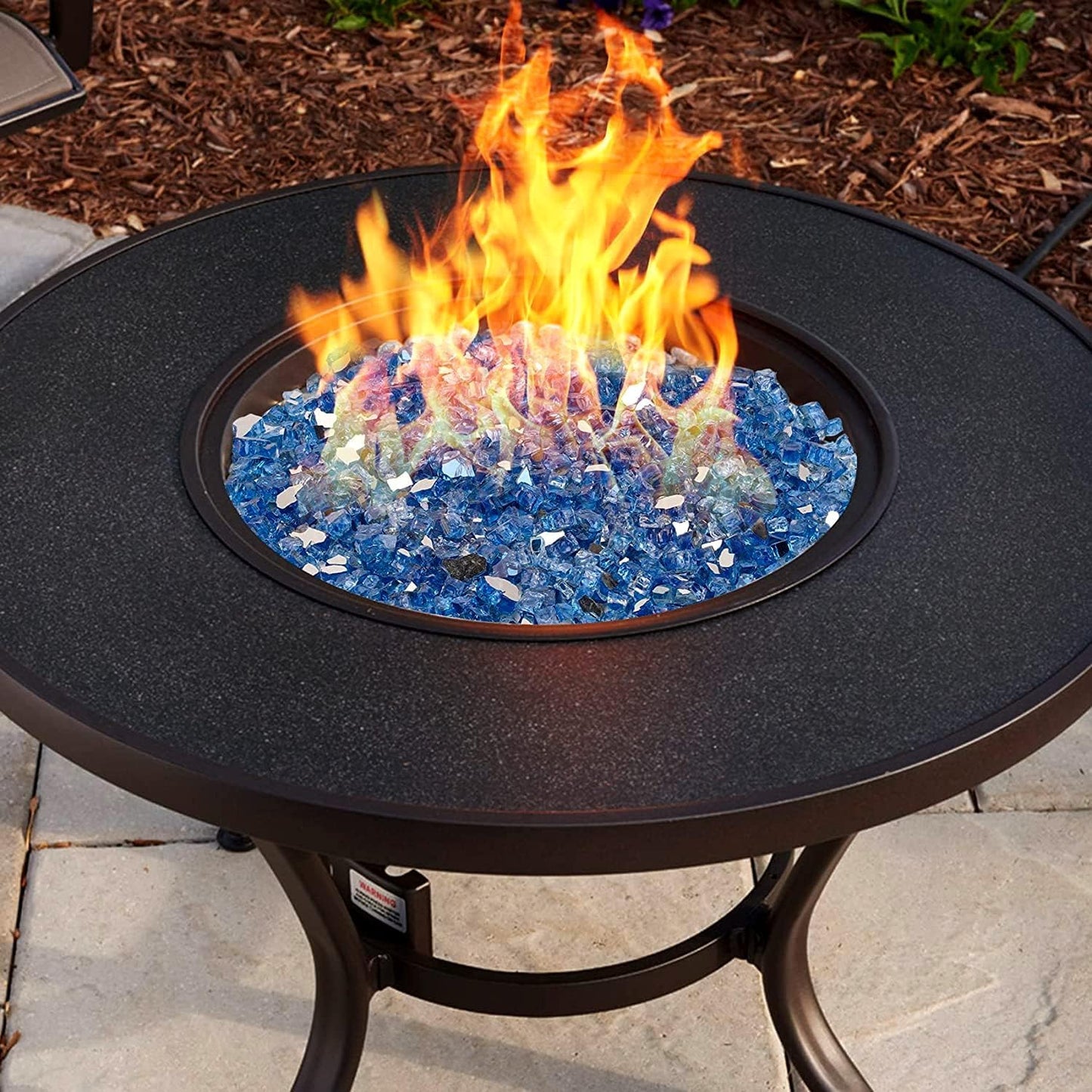 Mr. Fireglass 10 Pounds Fire Glass - 1/2 Inch High Luster Reflective Tempered Glass Rocks for Fireplace Fire Pit Table and Landscaping, Pacific Blue