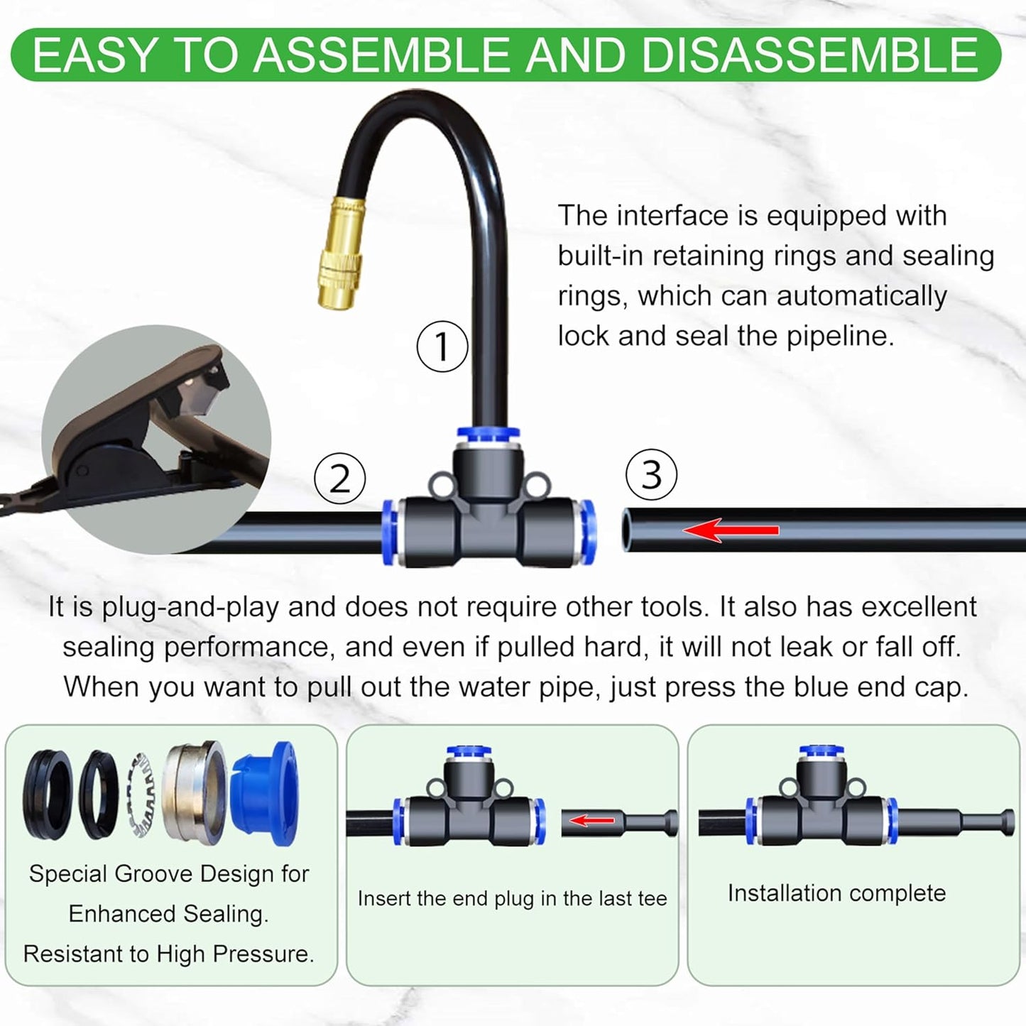 98 Ft Drip Irrigation System,360°Bendable Drip Irrigation Kit,25 Nozzles and 27 Quick Connectors,Automatic Garden Irrigation System,Adjustable Atomizing System for Plants, Greenhouse,Yard,Lawn