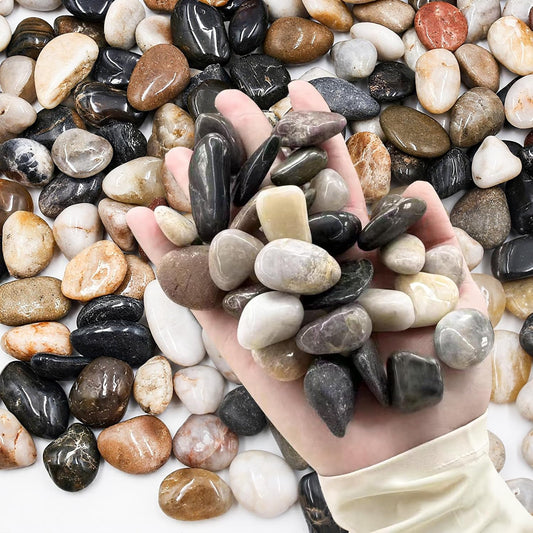6lb Natural Polished River Rocks - 5/16-5/8 Inch Decorative Stones for Plants Garden Landscaping & Outdoor Decor Small Smooth Pebbles for Indoor/Outdoor