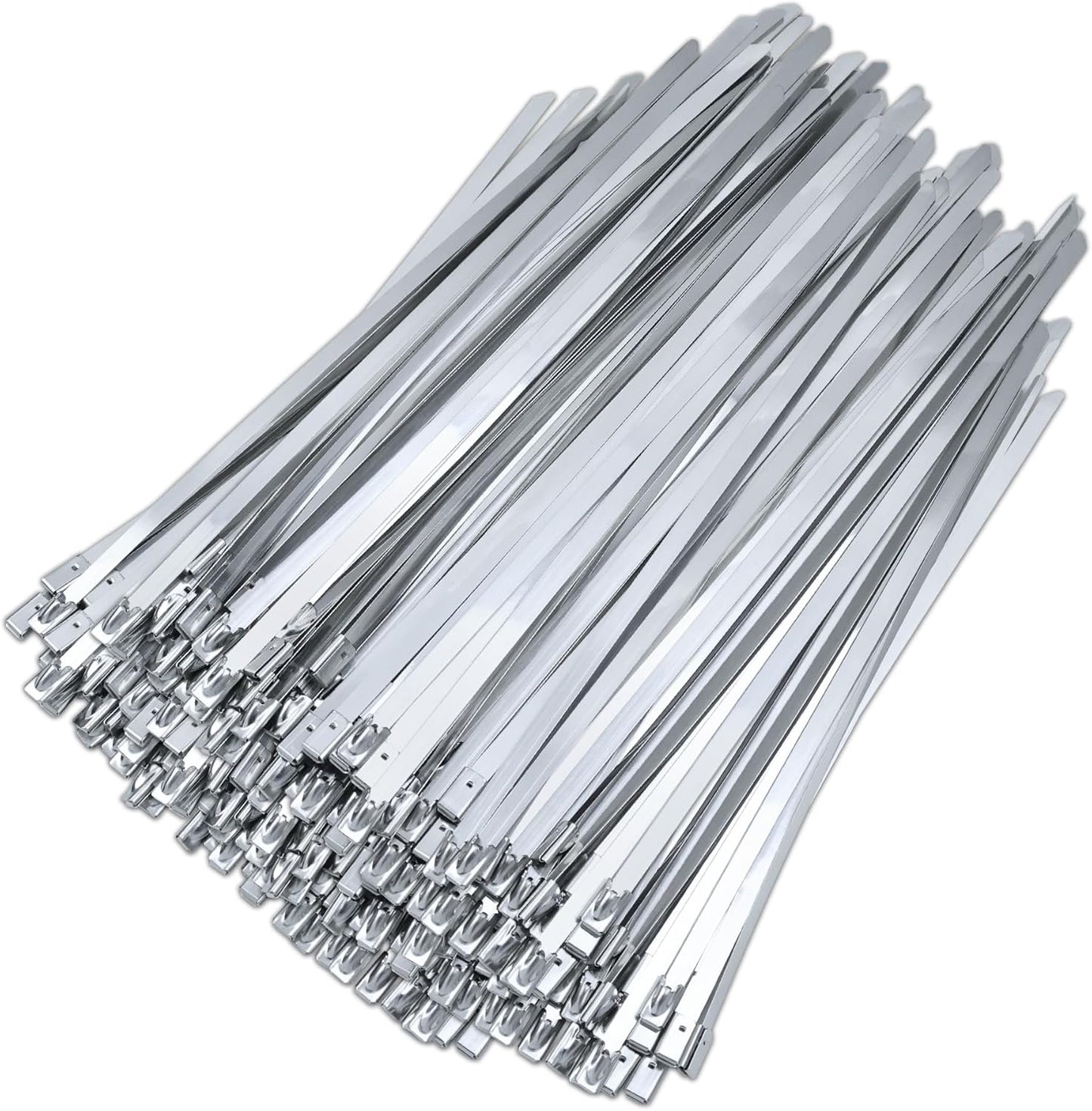 Foneso Metal Zip Ties (7.9 Inch 500PCS), 304 Stainless Steel Short Zip Ties Multi-Purpose Heavy Duty Self-Locking Cable Ties for machinery, fence, vehicles, farms, cables, pipesas well