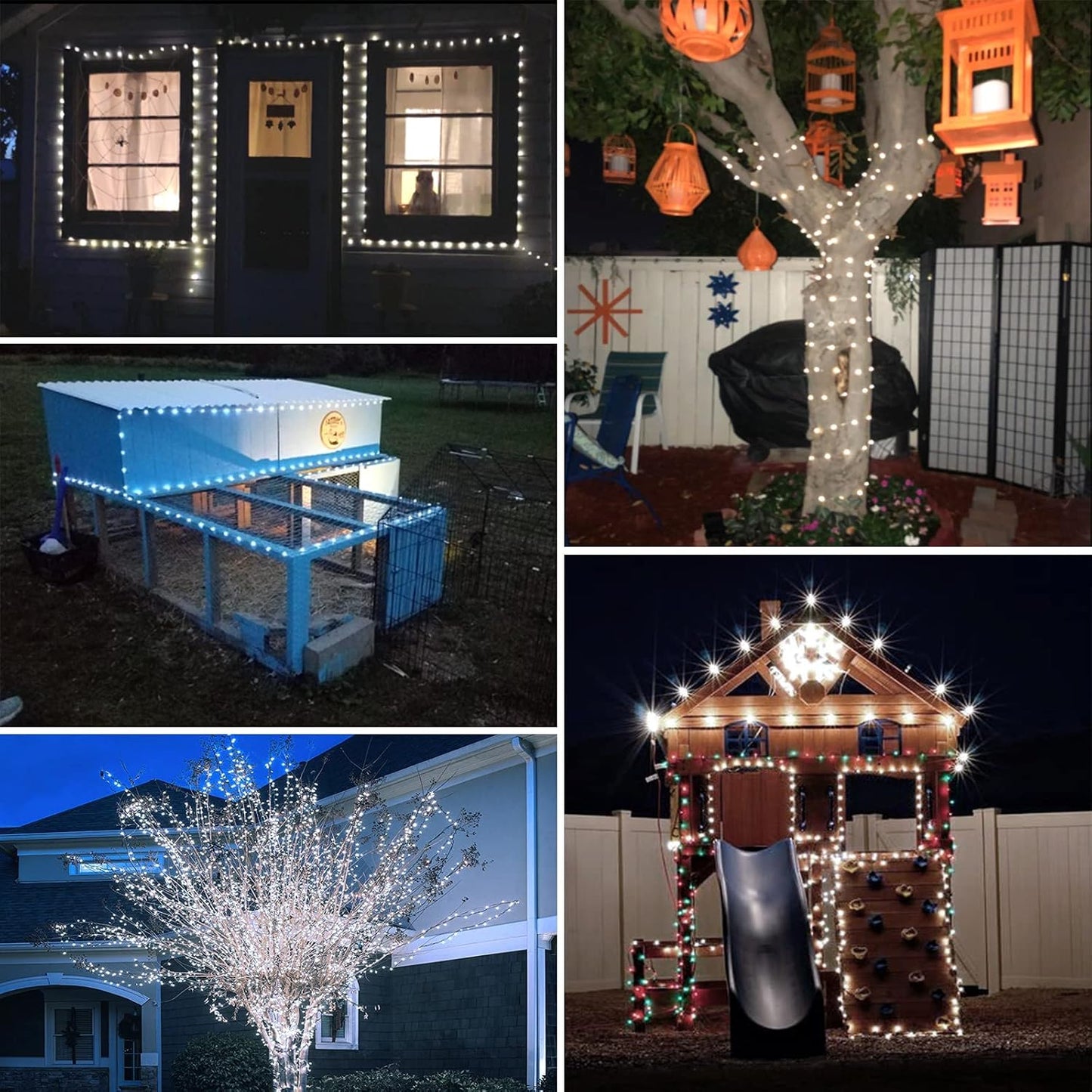 SANJICHA Extra-Long Solar String Lights Outdoor, 2-Pack Solar Powered Fairy Lights Waterproof, Silver Wire 8 Modes Solar Twinkle Light for Tree Garden Party Xmas Wedding Decor(Cool White)