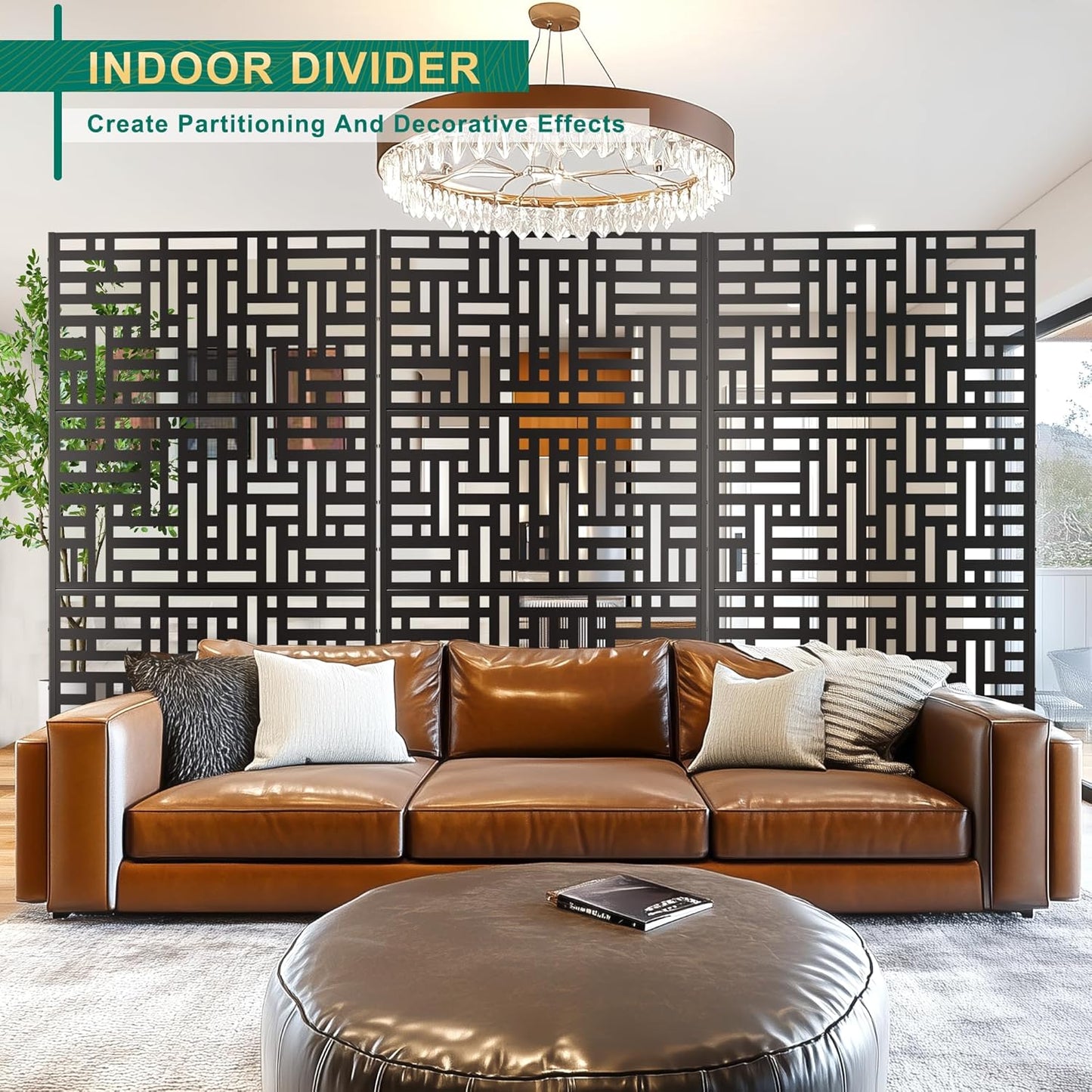 72" H×47" W Metal Privacy Screen Outdoor Privacy Screen Freestanding, Outdoor Privacy Screens and Panels for Patio Lawn Deck(Consists of 3 Panels)