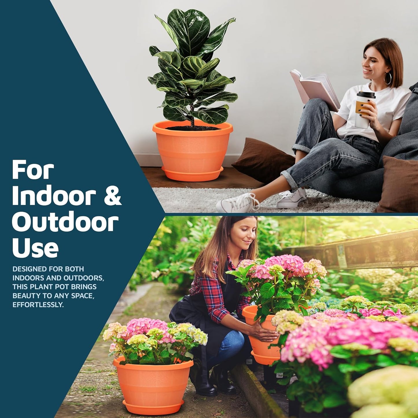 10-Inch Whiskey Barrel Planters Outdoor Pack of 20 - Durable Plastic Plant Pots for Indoor & Outdoor Use with Drainage & Saucer, Lightweight Rustic Barrel Planters for Flowers, Herbs & Small Plants