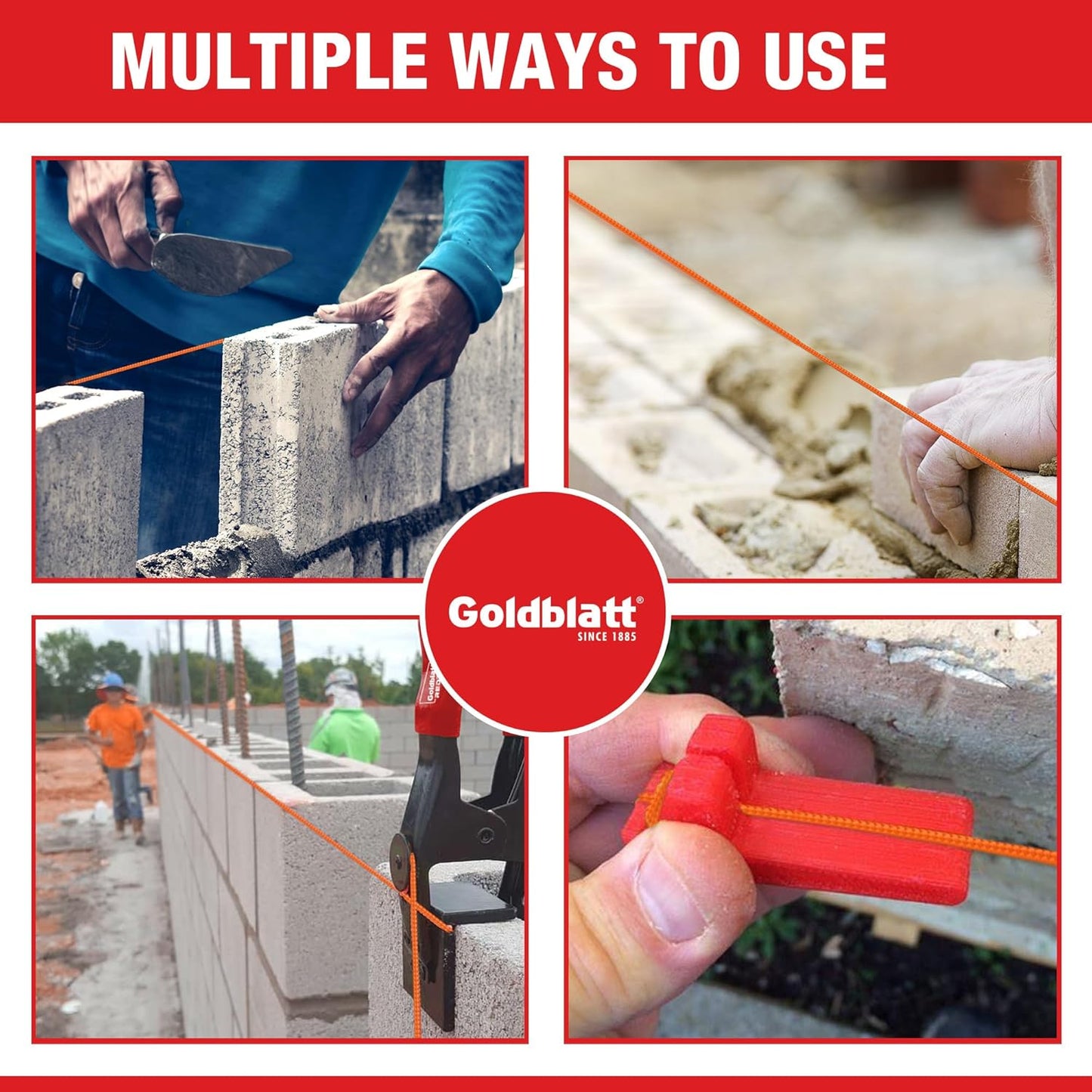 Goldblatt Mason Line, 3 Roll 500 Feet #18 Braided Nylon String, Perfect for Gardening or Masonry Tools