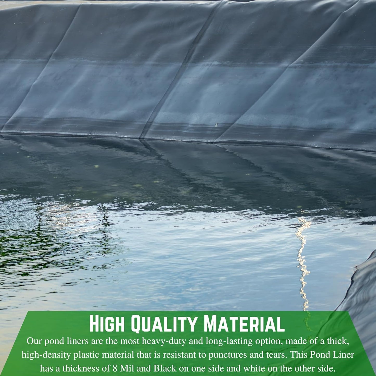 Farm Plastic Supply - 8 Mil Black/White Pond Liner - 8 Mil Fish Pond Liner, Pond Liners for Outdoor Ponds, Koi Ponds, Garden Fountain, Waterfall, Containment Liner (24' x 100')