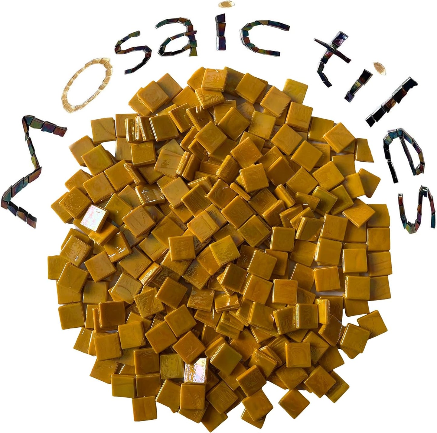 SMEIINIK 500g/1.1lb Bulk Iridescent Color Mosaic Tiles for Crafts, Square Glass Pieces for Mosaic Works, DIY Making Supplies and Materials (WJ92-12)